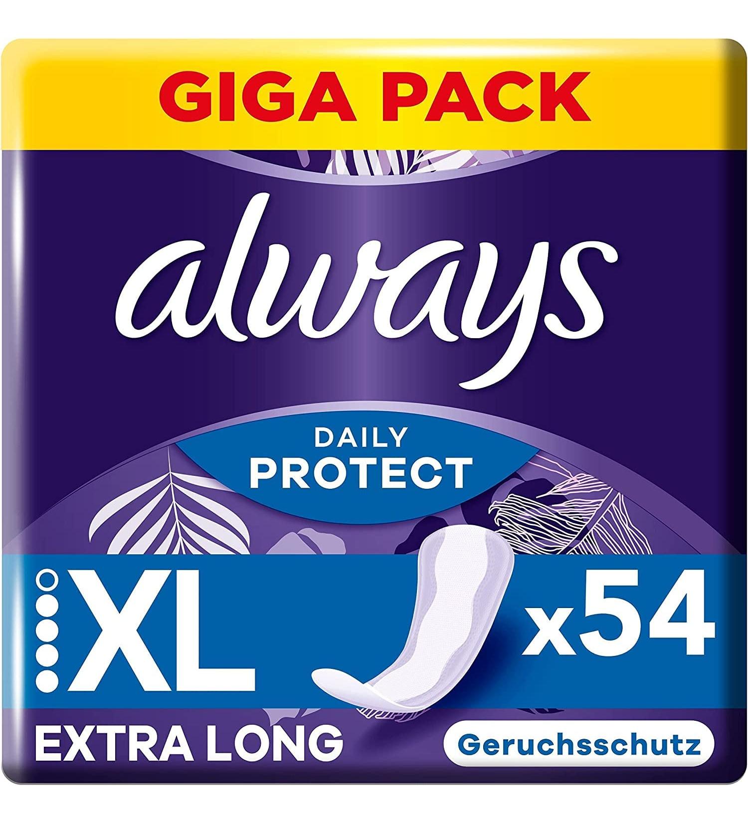 Always Dailies Protect Slip Feminine Hygiene - Extra Long Odor-Neutralizing & Breathable 54 Pieces Giga Pack - Women's Protection - Buy Online on GoSupps.com