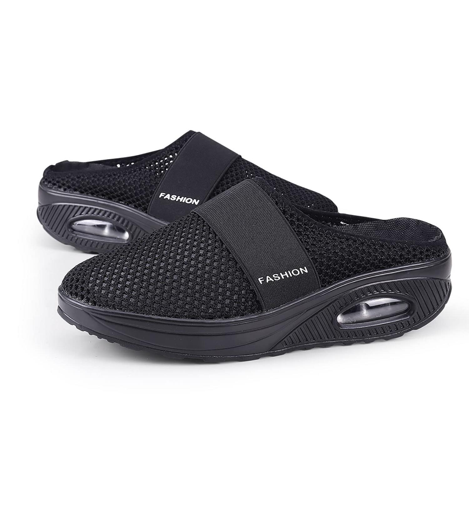 Hopomart Women's Air Cushion Slip-On Walking Shoes - Orthopedic Diabetic Shoes for Swollen Feet - Size 8.5 Black - Buy Online on GoSupps.com