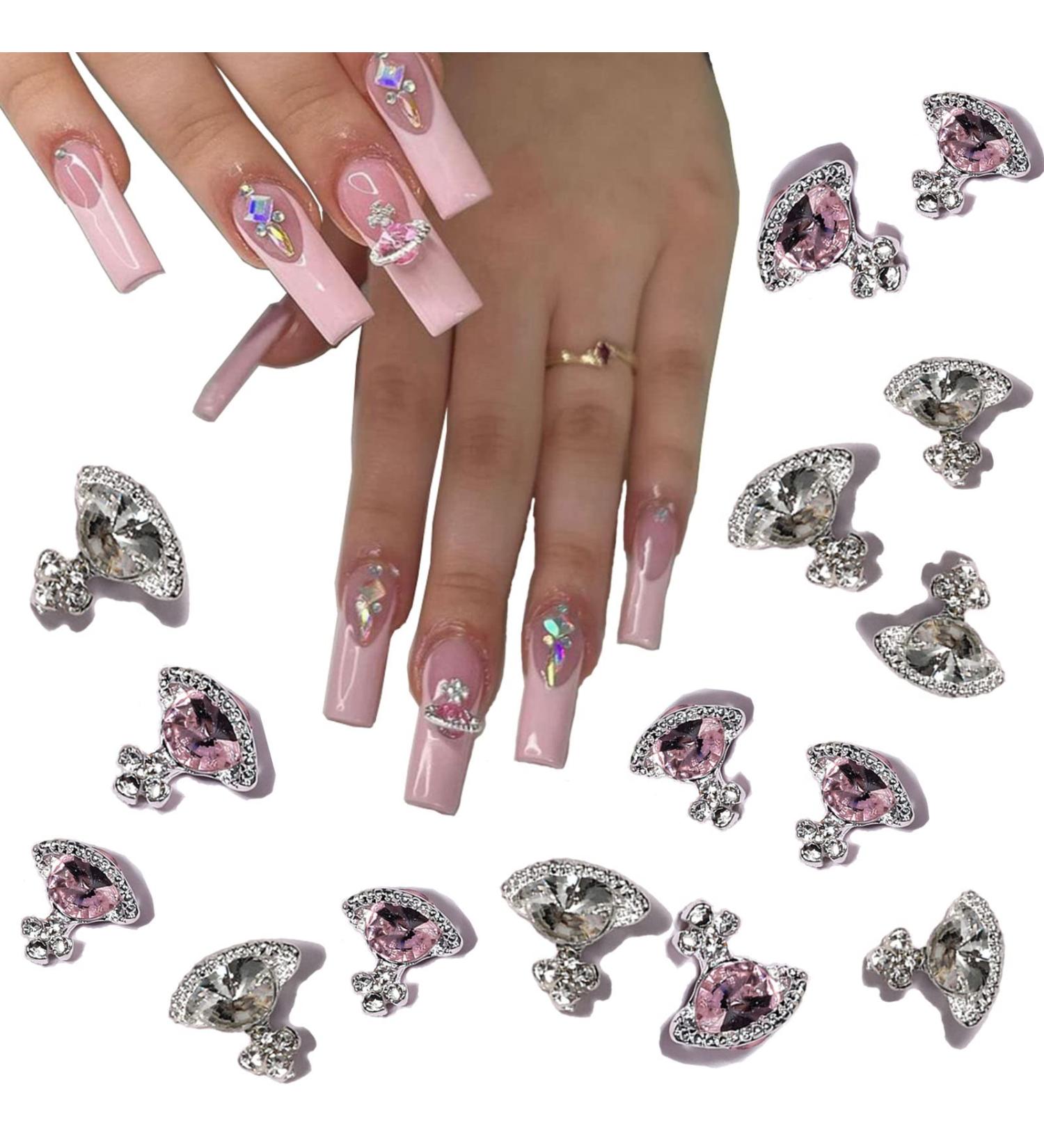 20PCS White Pink Planet Nail Charms with Rhinestones - 3D Shiny Nail Supplies for Women | DIY Nail Decoration Accessories - Buy Online on GoSupps.com