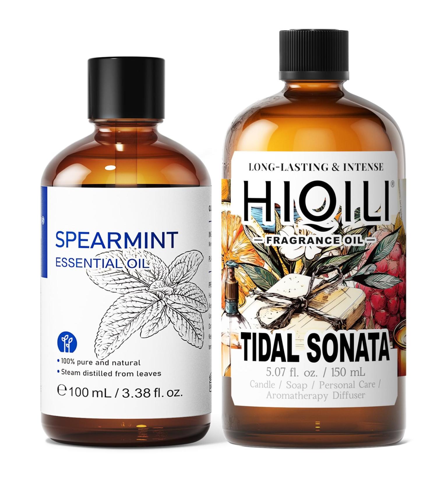 HIQILI 100ML Spearmint Essential Oil & 150ML Tidal Sonata Fragrance Oil for DIY Diffuser - Buy Online on GoSupps.com