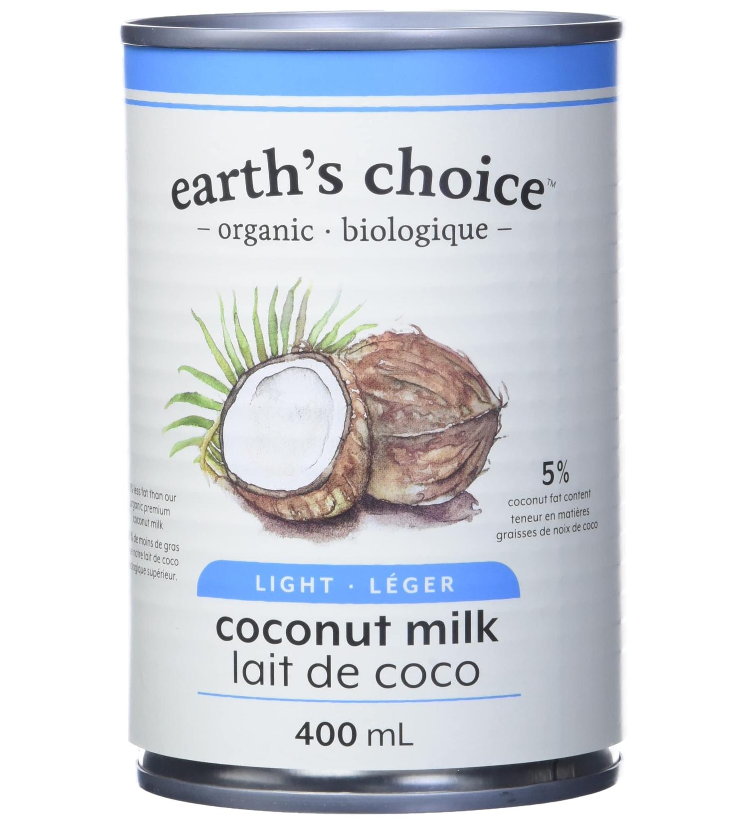 Earth's Choice - Organic Coconut Milk Light (5% Fat) Gluten Free Dairy Free Lactose Free Kosher 12 Count of 400ml 400 ml (Pack of 12) - Buy Online on GoSupps.com