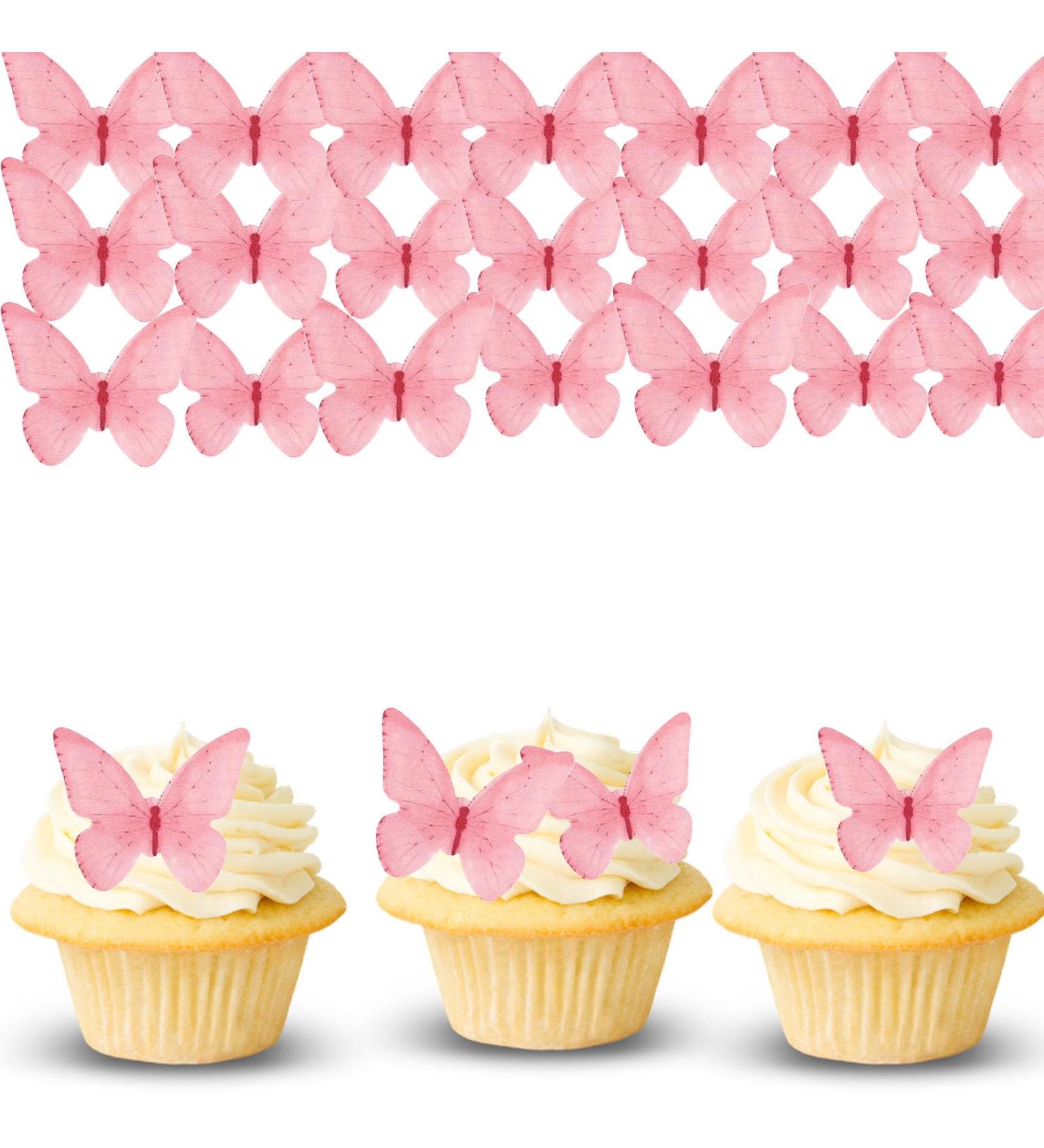 48 Edible Pink Butterflies - Alegre Butterflies TorteDeco | Cake & Cupcake Toppers for Weddings & Baby Showers - Buy Online on GoSupps.com