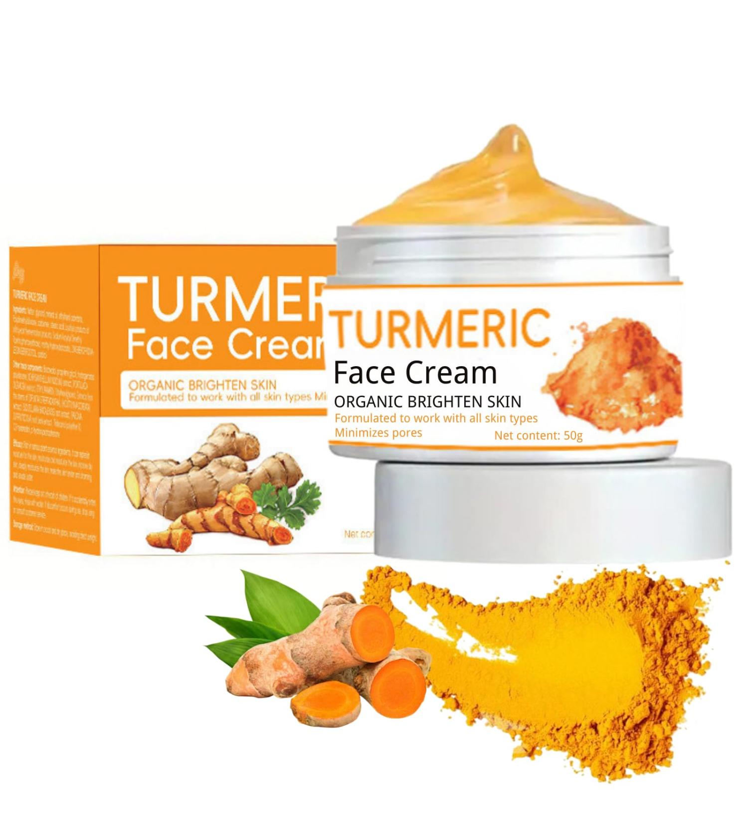Turmeric Face Cream Turmeric Brightening Face Cream for Radiant & Glowing Skin Turmeric Dark Spot Corrector Age Spot Remover Natural Turmeric Cream Skin Care Moisturizing Erase Fine Lines 50g - Buy Online on GoSupps.com