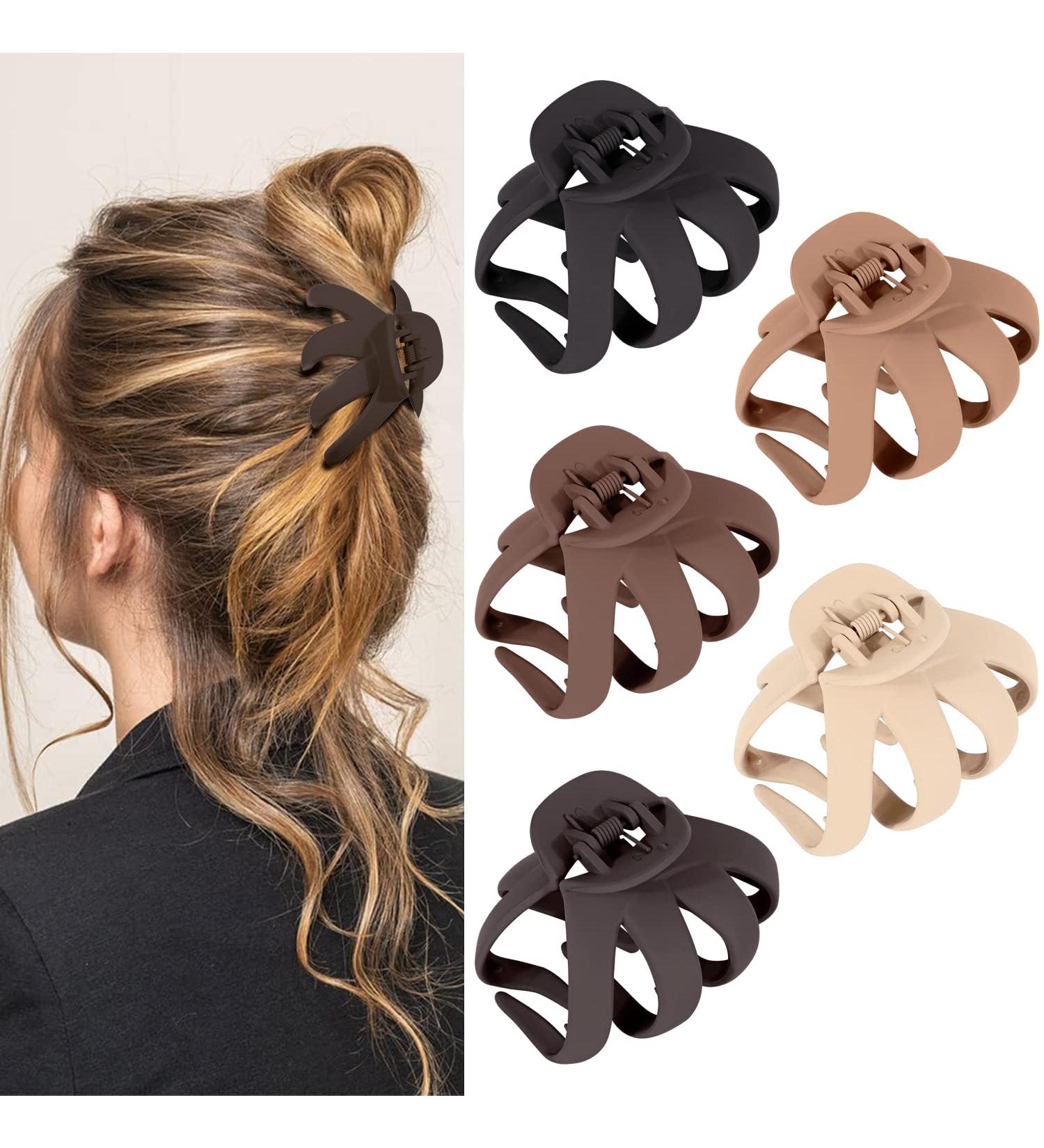 5 Pack Octopus Hair Clips - Matte Neutral Color Hair Claw Clips for Women - Strong Hold Non-Slip Design for Thick and Thin Hair - Buy Online on GoSupps.com