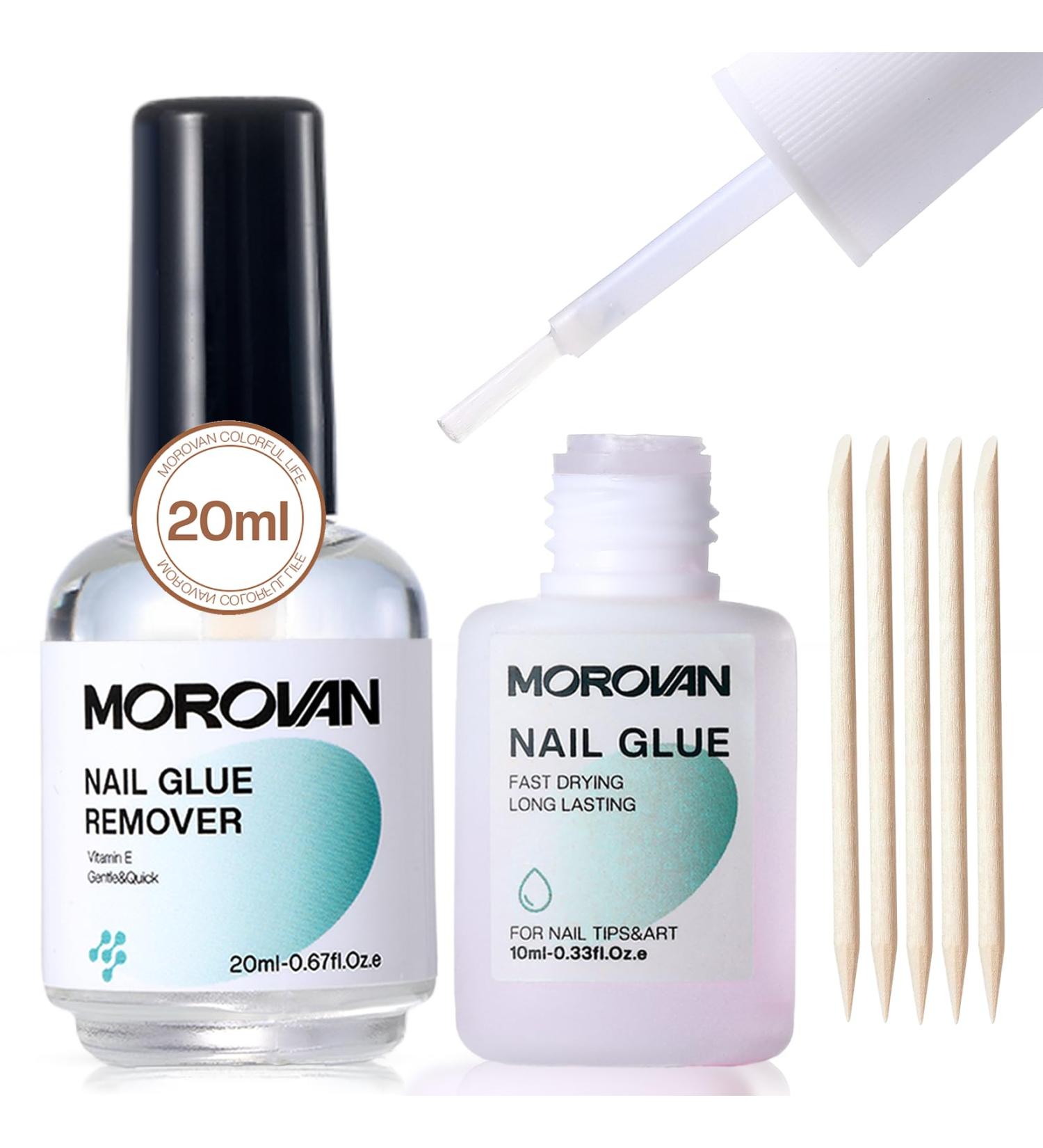 Morovan Nail Glue & Remover Kit - Super Strong 10ML Nail Glue for Press-On & Acrylic Nails | Fast 20ML Remover - Buy Online on GoSupps.com