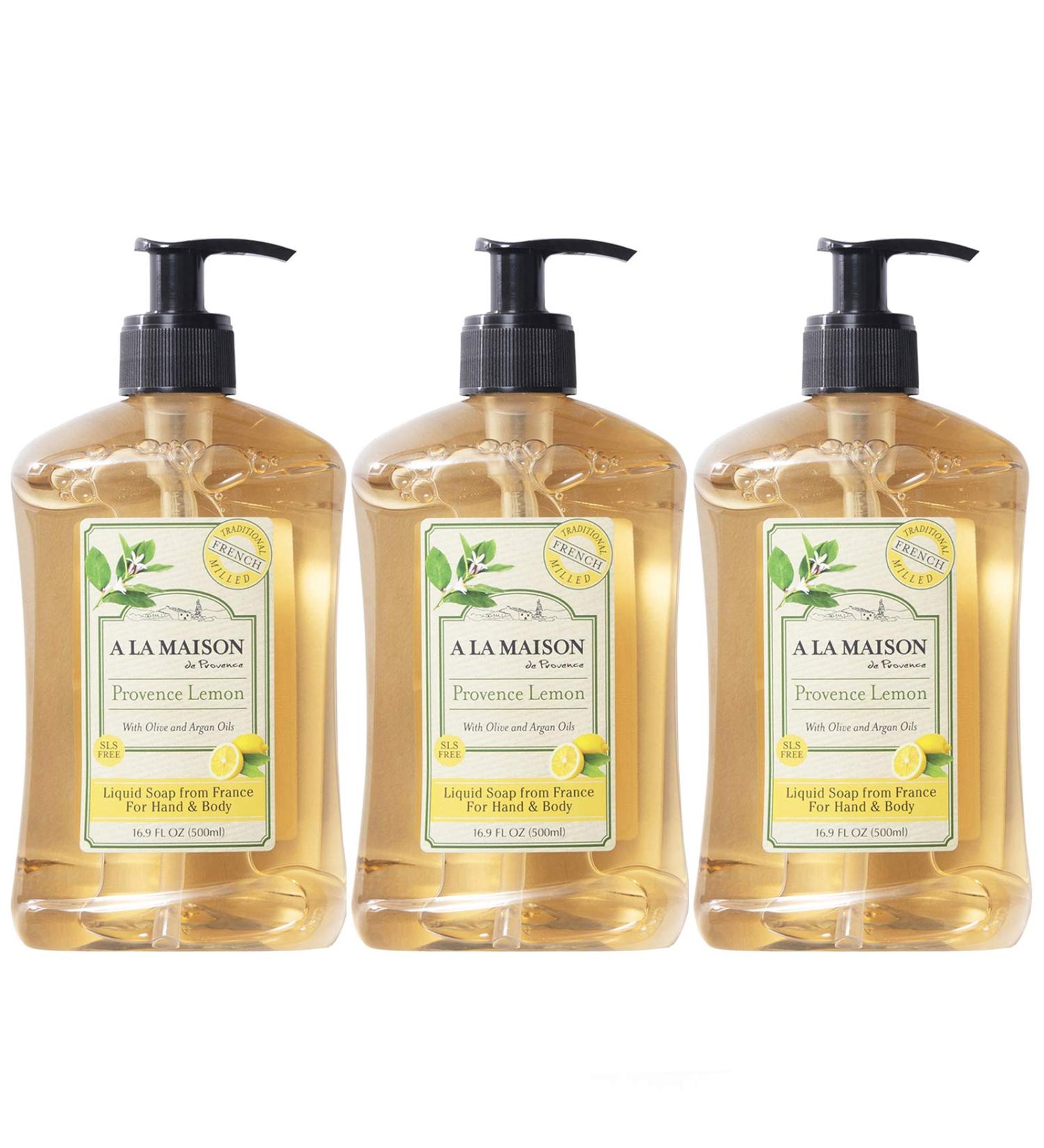 A La Maison Provence Lemon Hand Soap 16.9 Fl oz (Pack of 3) - Moisturizing French Milled Natural Hand Wash - Buy Online on GoSupps.com
