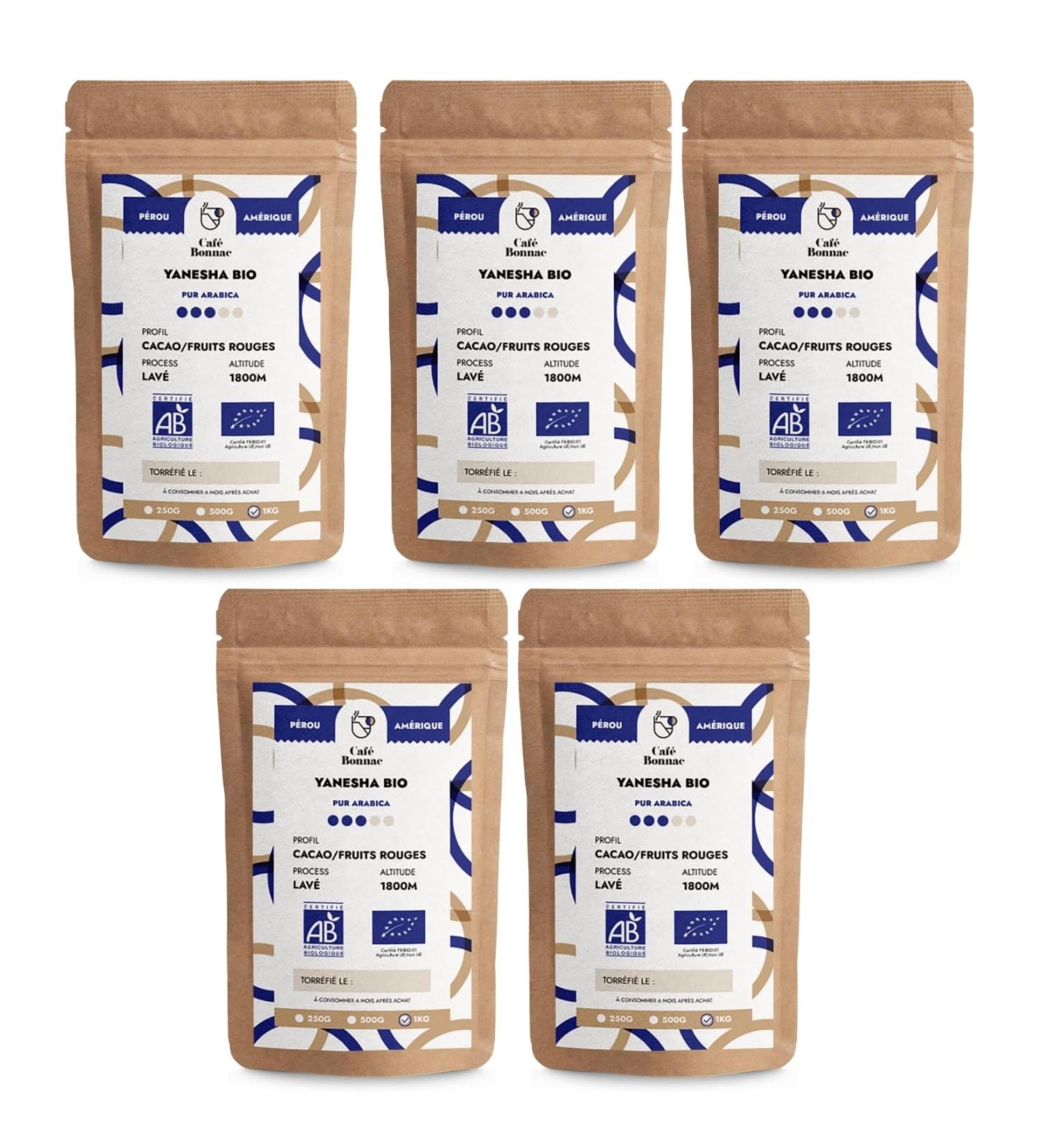 Caf Bonnac Lot de 5 1 kg |Caf Moulu P rou Yanesha | 100% Arabica De Haute Altitude | Notes De Chocolat Miel Et pices Douces | Torr faction Artisanale Fran aise 1 kg (Lot de 5) 5 - Buy Online on GoSupps.com