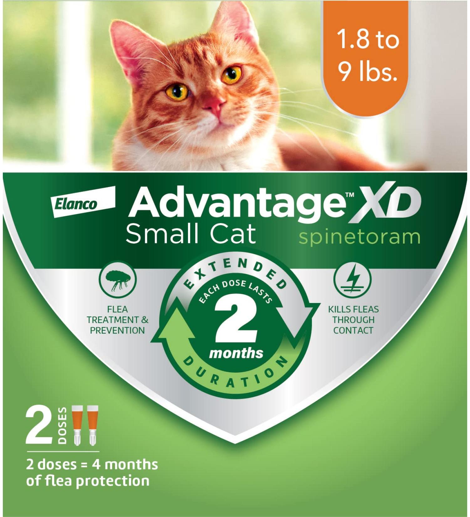 Advantage XD Flea Prevention for Small Cats (1.8-9 lbs) - Long-Lasting Treatment - 2 Pack - Buy Online on GoSupps.com