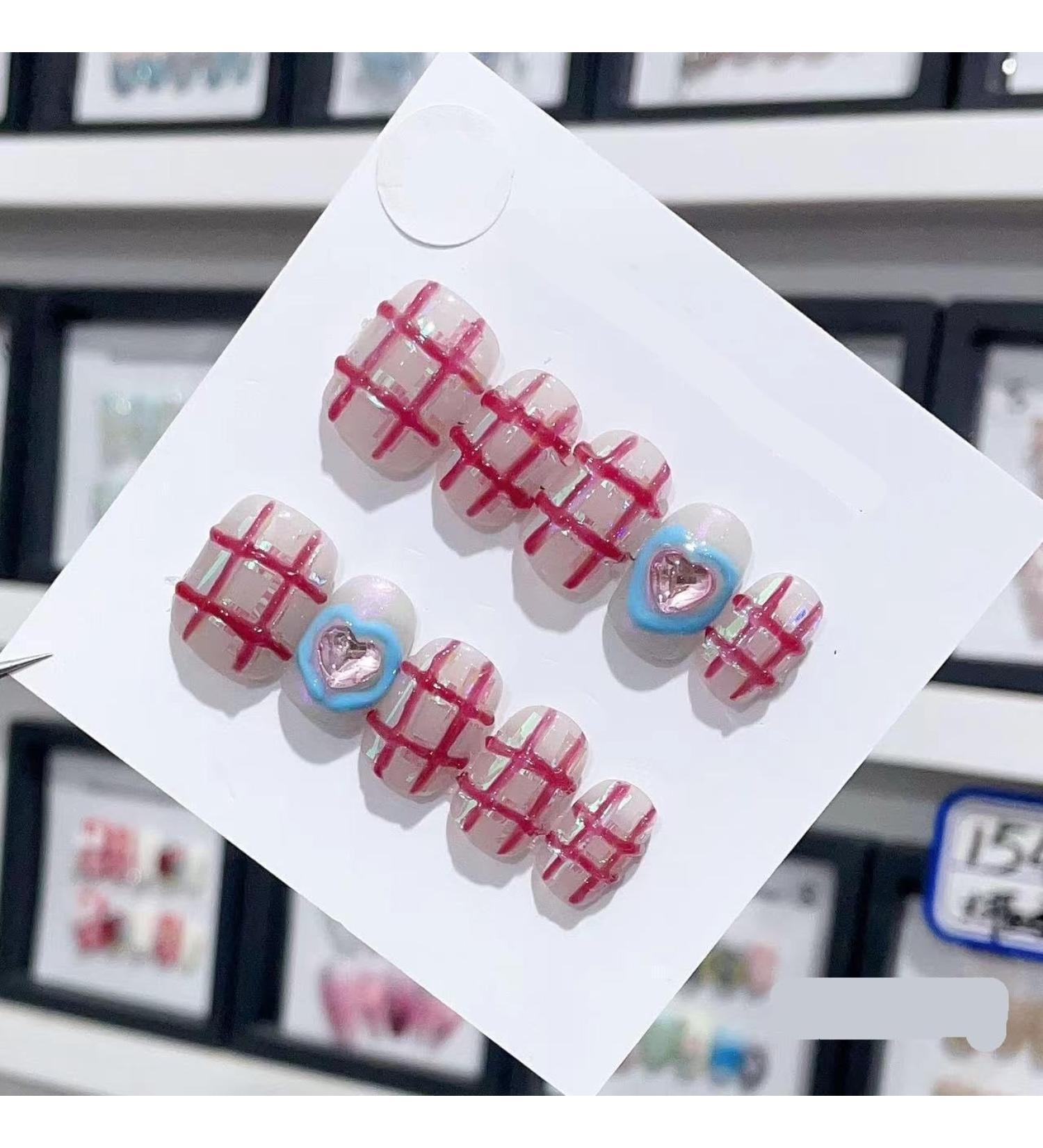 Handmade Long and Short Nail Patches for Artificial Nail Enhancement(Color:19542 Size:S) - Buy Online on GoSupps.com