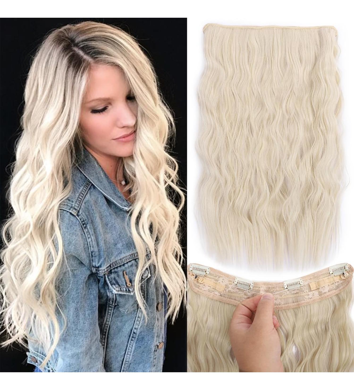 Halo Aphro Invisible Wire Hair Extensions with Adjustable Transparent Wire Secret Wire Hair Extensions with 4 Removable Clips 20 Inch Synthetic Long Wavy Fish Line Hairpieces for Women (Blonde) 60/88B - Buy Online on GoSupps.com