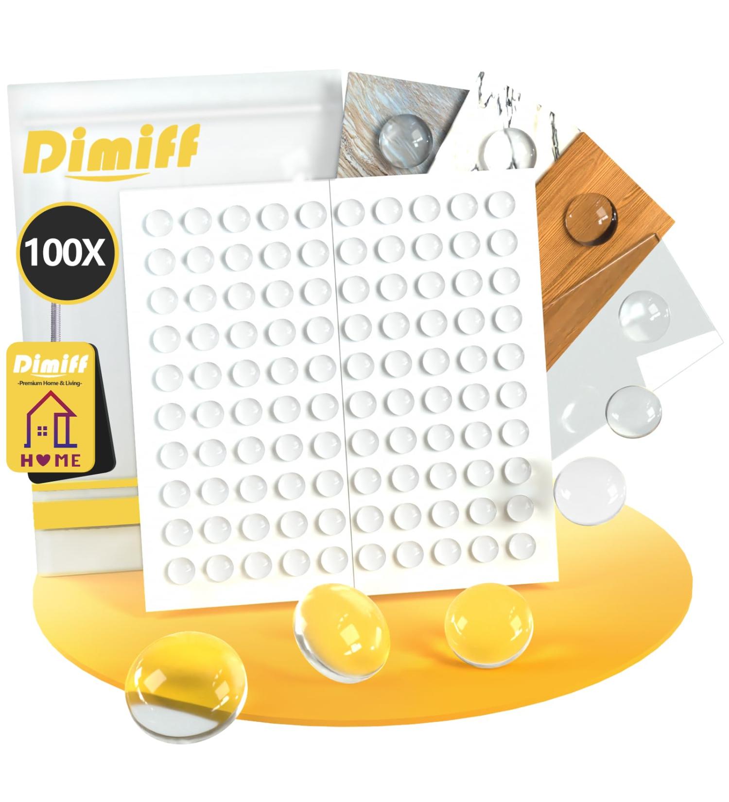 Dimiff Rubber Buffer - Self-Adhesive 100stk 10mm Height 3mm | Transparent Elastic Nips for Glass Plates Doors Cupboards & More - Buy Online on GoSupps.com