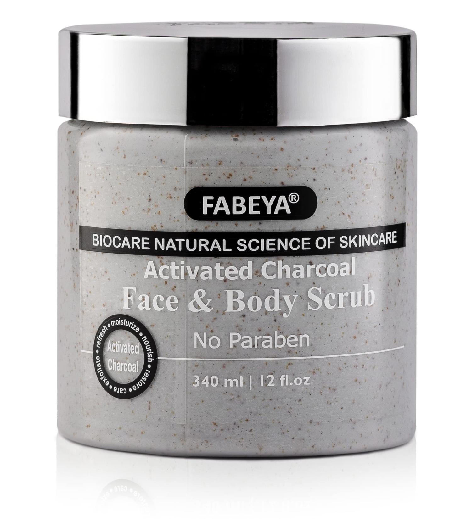 Activated Charcoal Face & Body Scrub - 340ml | Deep Cleansing Exfoliator for All Skin Types - Shop Internationally - Buy Online on GoSupps.com