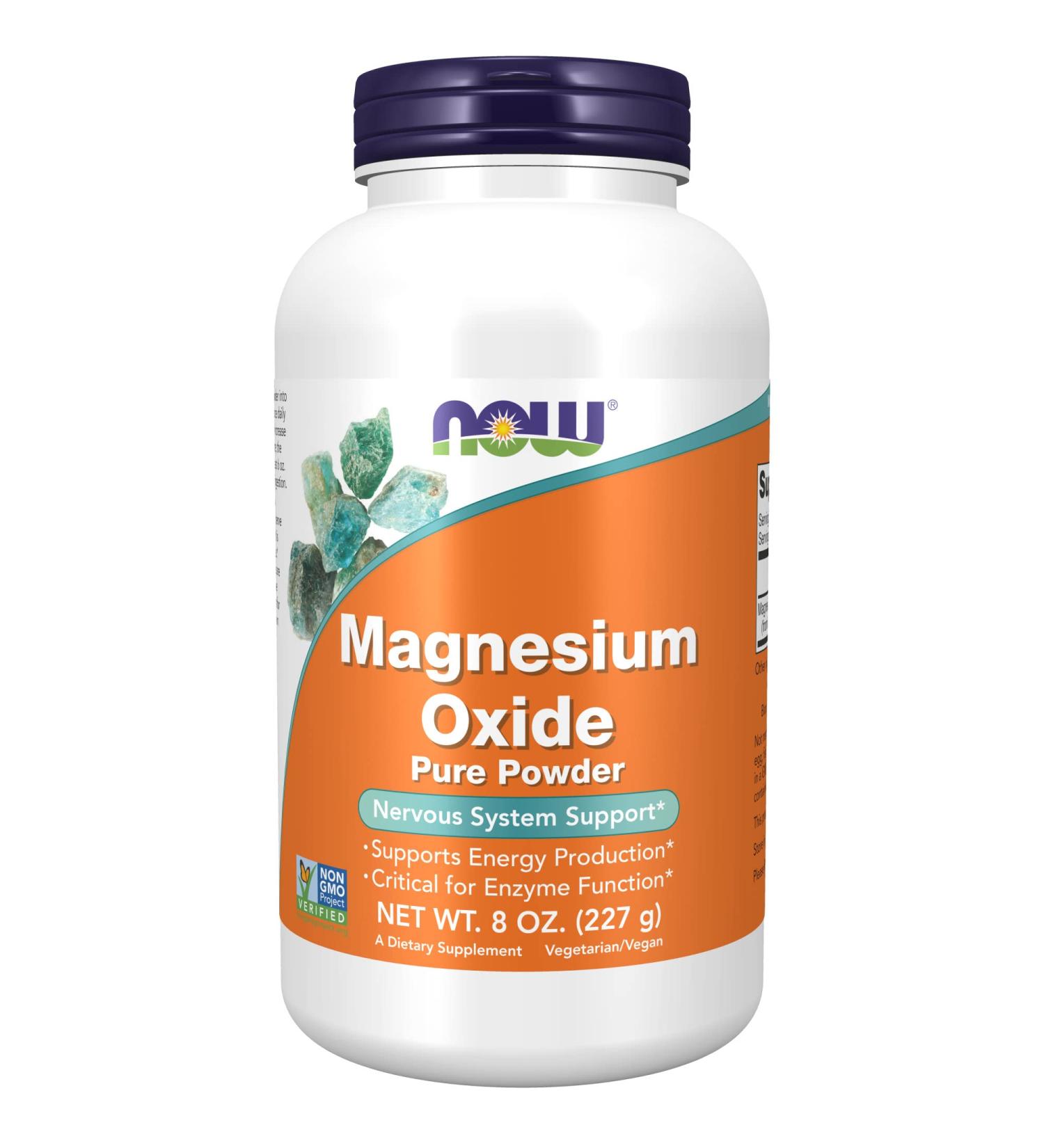 Now Foods Magnesium Oxide Powder 8 oz - Pure Magnesium Supplement for Muscle Relaxation & Sleep - Buy Online on GoSupps.com