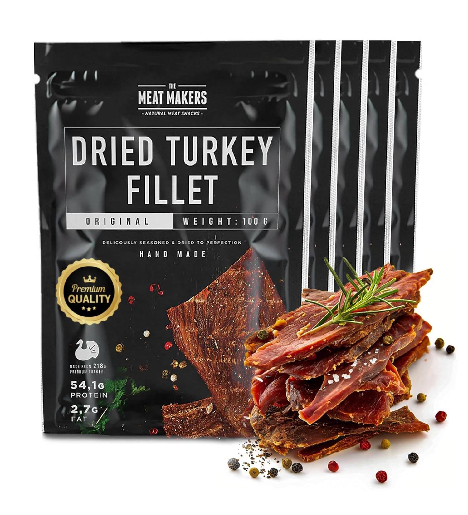 THE MEAT MAKERS - Original Dried Turkey Fillet 500g - Dried Turkey Fillet Dried Turkey Meat Snack High Protein Meat Snack I - Buy Online on GoSupps.com
