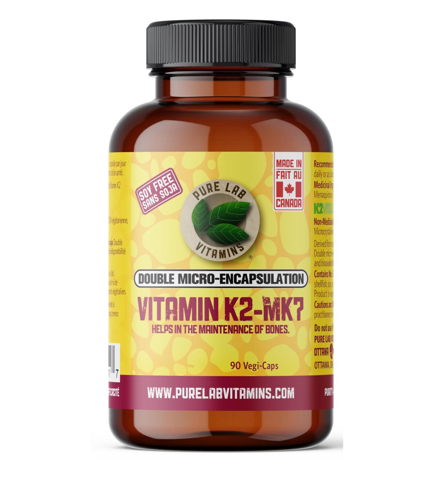 Buy Pure Lab Vitamins K2 MK7 - 90 Vegi-Caps | Made in Canada | International Shipping Available - Buy Online on GoSupps.com