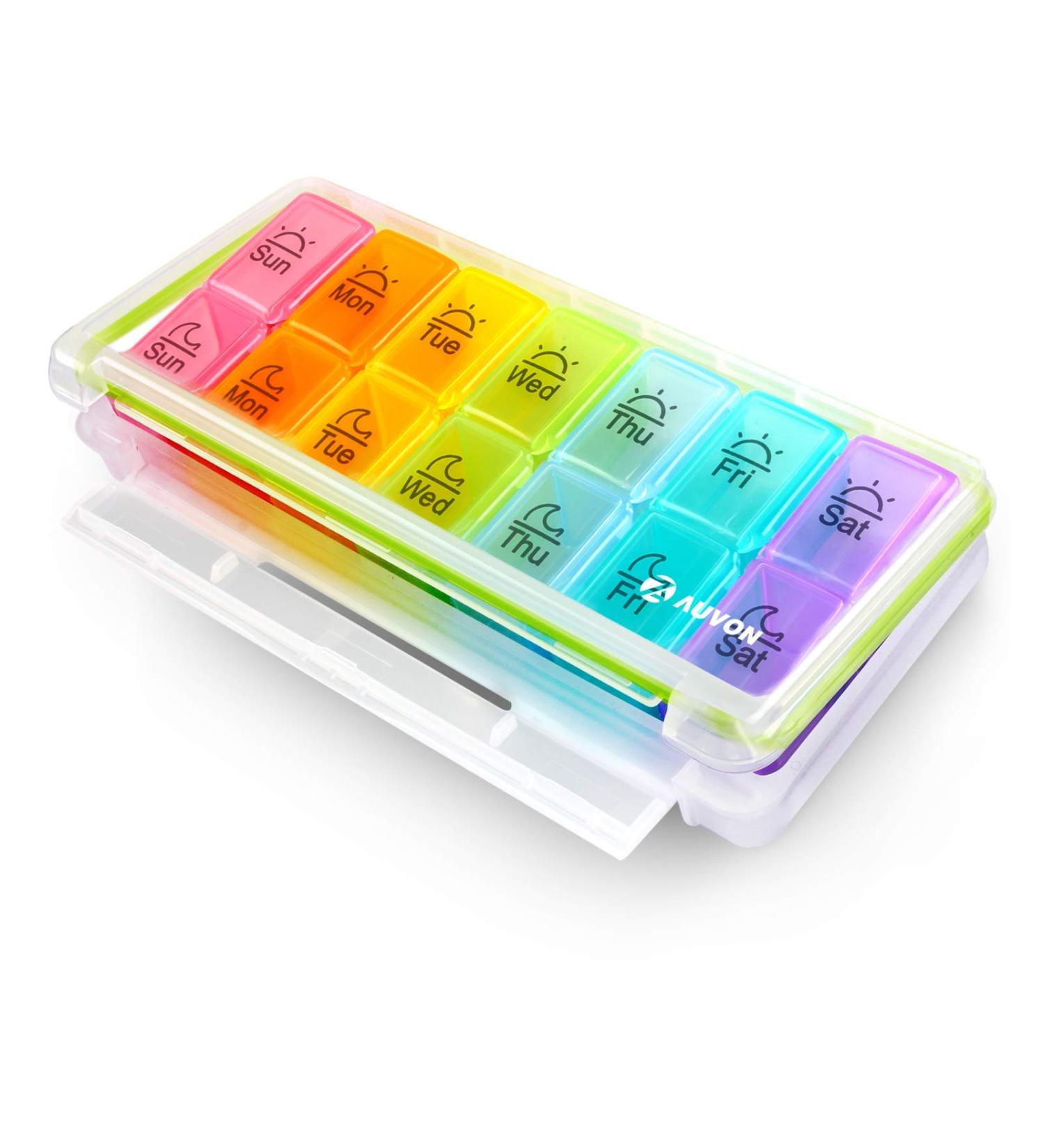 AUVON iMedassist Weekly Pill Organizer - Moisture-Proof 7 Day Case for AM/PM Vitamins, Fish Oil, Supplements - Buy Online on GoSupps.com