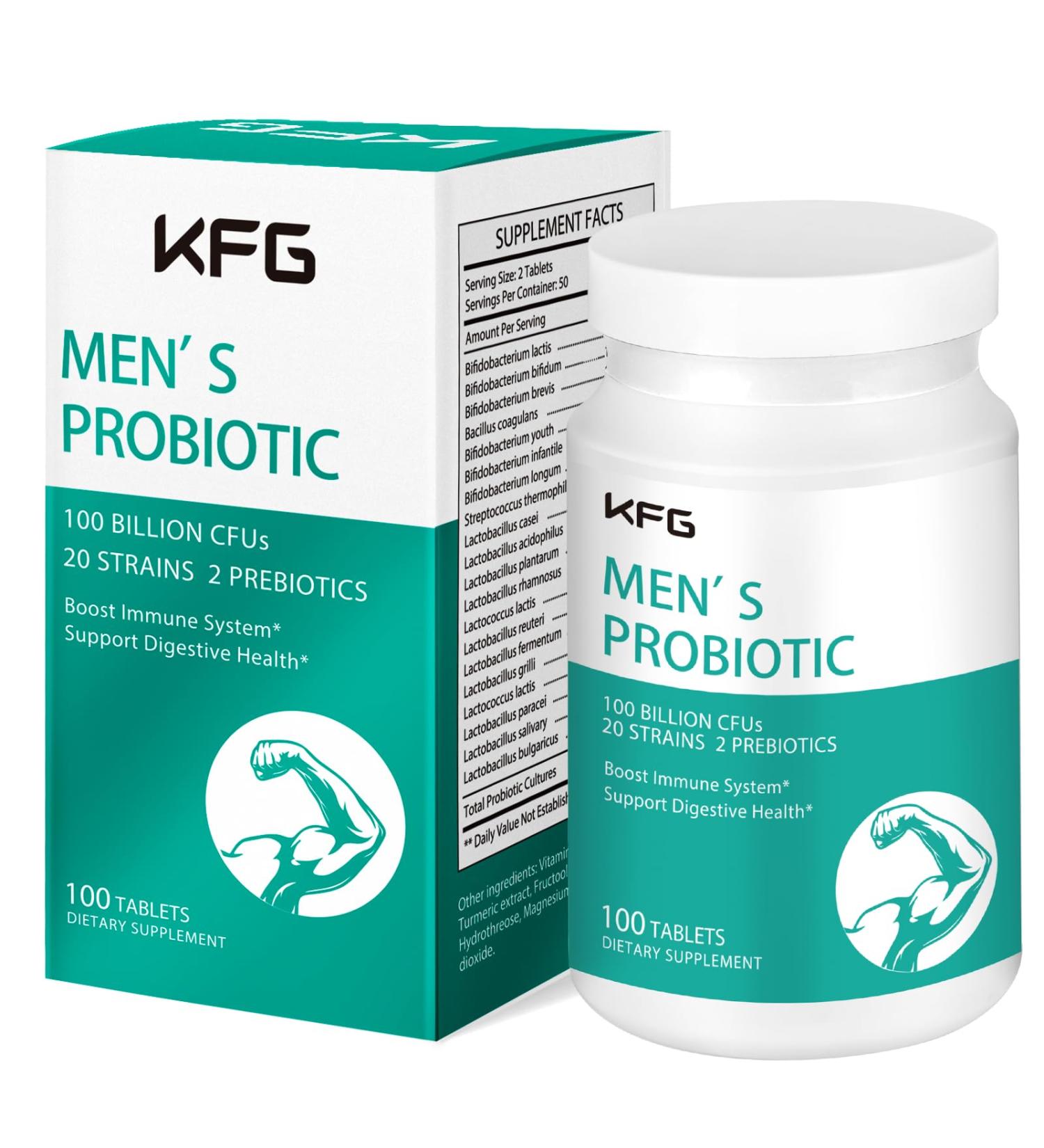 KFG Probiotic Supplement 100 Billion CFU 20 Strains 2 Prebiotics and Digestive Enzymes Supports Digestion Immune Support Gut Health and Metabolism Non-GMO Gluten & Soy Free 100 Tablets - Buy Online on GoSupps.com