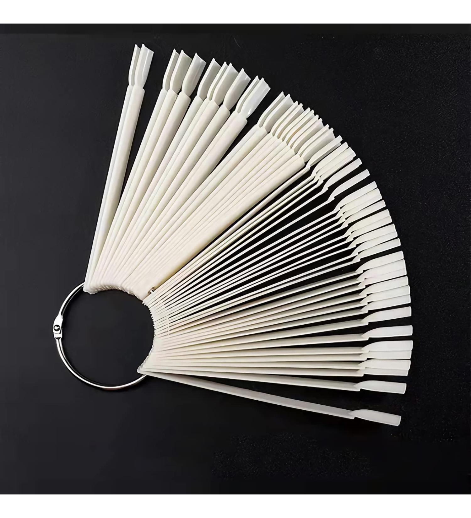 50 Tips Transparent Nail Art Display Board with Metal Screw Ring Holder | Practice Sticks Tool for Polish | Fan-shaped Design for Natural Look - Buy Online on GoSupps.com