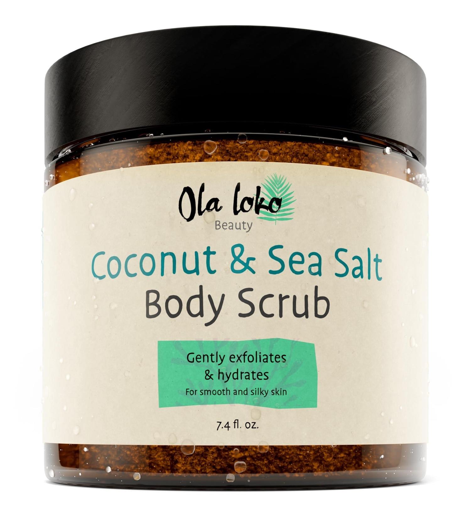 Coconut and Dead Sea Salt Body Scrub with Hyaluronic Acid & Vitamin E - Moisturizing Exfoliator for Smooth Skin - Buy Online on GoSupps.com