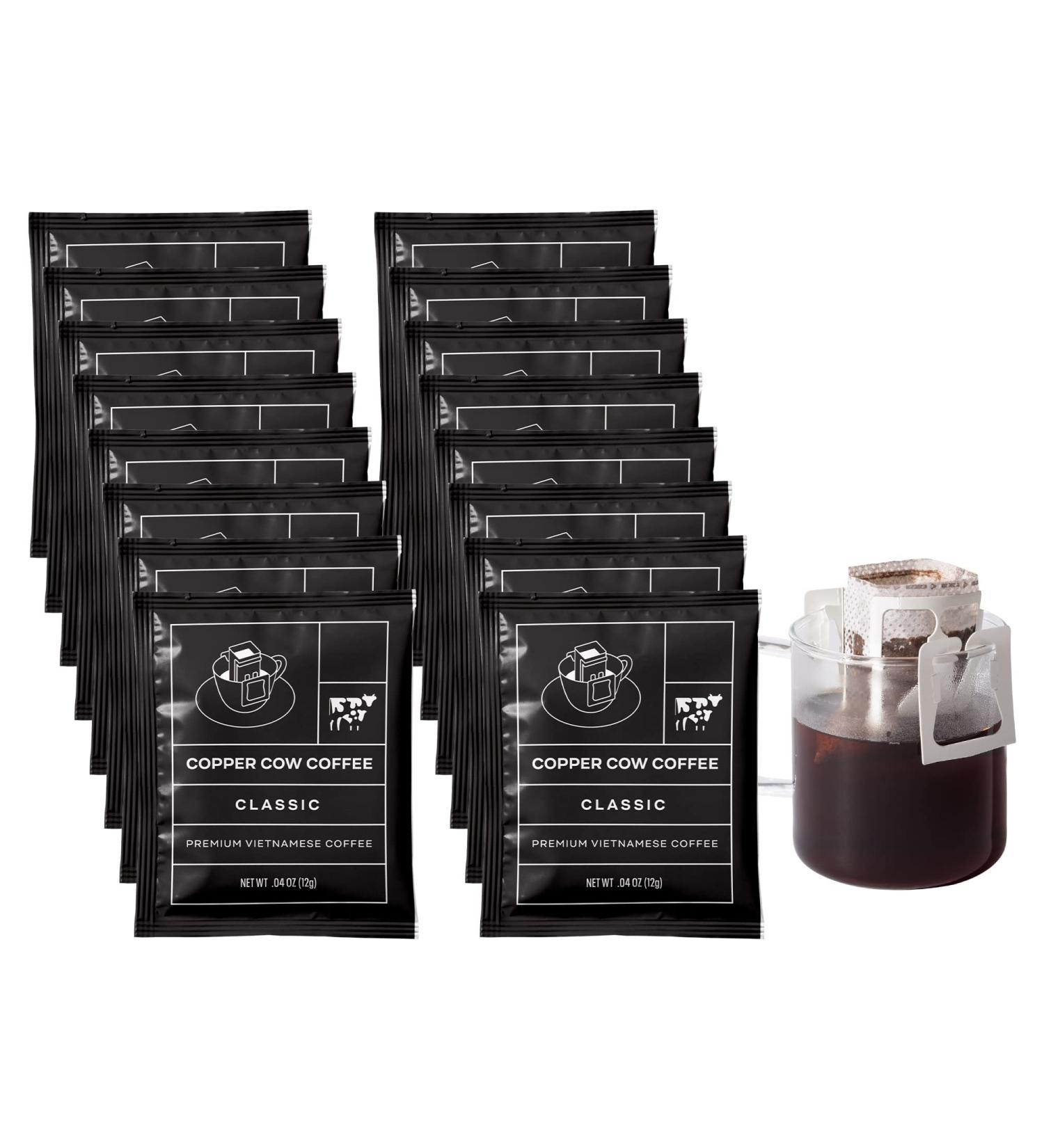 Copper Cow Coffee Premium Vietnamese Single-Serve Black Coffee 16 Count Pack - Classic Black Coffee - Buy Online on GoSupps.com