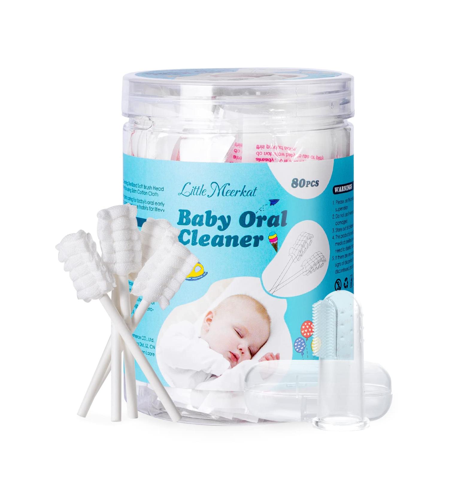 Little Meerkat 80 Pcs Baby Toothbrush for Infant | 5-Layer Cotton Swab | Baby Tongue Cleaner | Prevent Milk Stains & Tooth Decay | Newborn Teething 0-12 Months | 80 Count - Buy Online on GoSupps.com