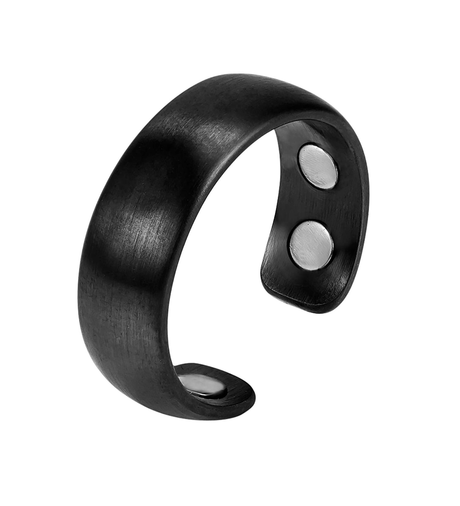 MagnetRX Magnetic Therapy Pain Ring - Stainless Steel Arthritis Ring for Men | Black Size 8 - Buy Online on GoSupps.com
