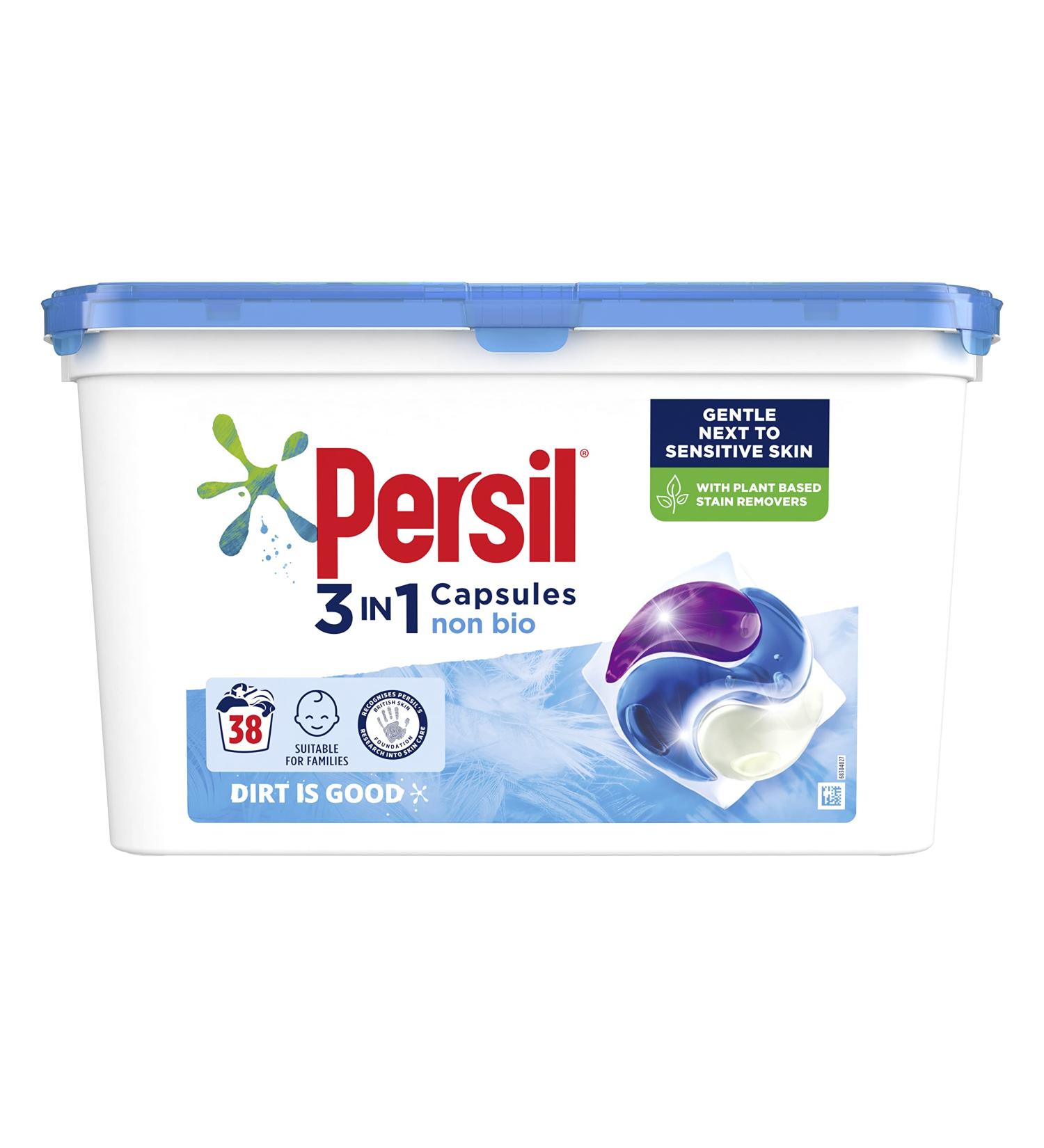 Persil Non Bio 3-in-1 Laundry Detergent Pods - 38 Washes, Gentle & Soft for Sensitive Skin - Buy Online on GoSupps.com
