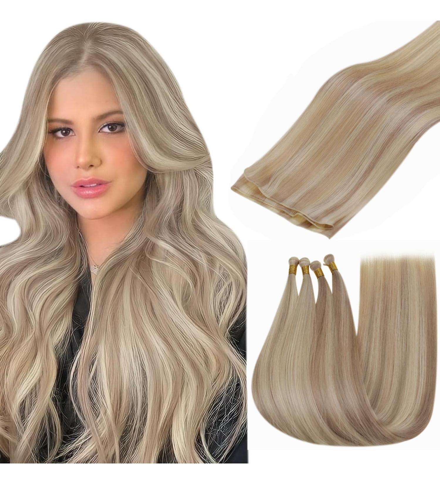 Buy Hetto Virgin Real Hair Extensions - Remy Genius Ash Blonde Highlights #18/613 | 25g 40cm | Natural Hair Recovery - Buy Online on GoSupps.com