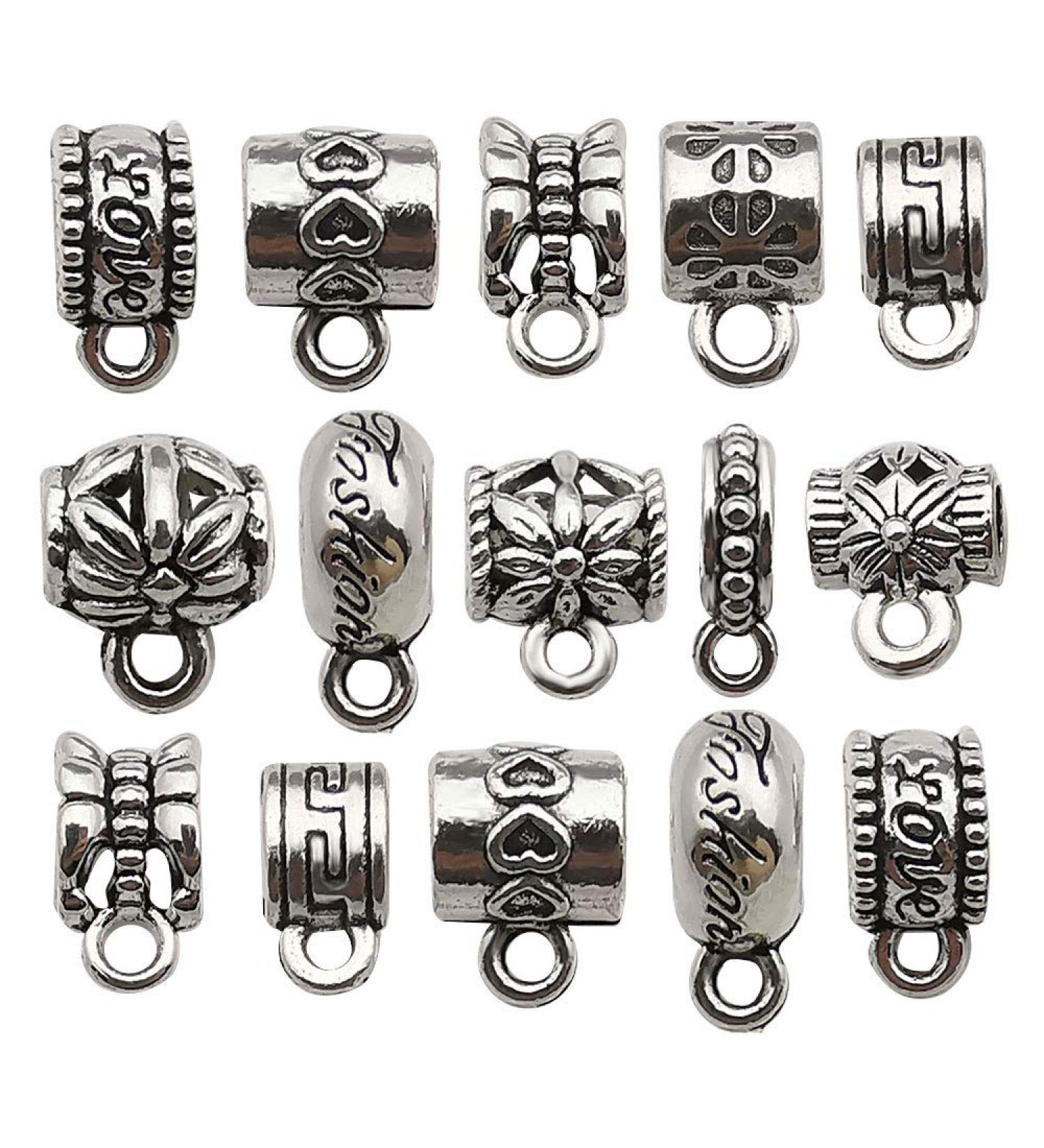 100pcs Clasp Bail Tube Beads for Jewelry Making - DIY Necklace Bracelet Charms (M611) - Buy Online on GoSupps.com