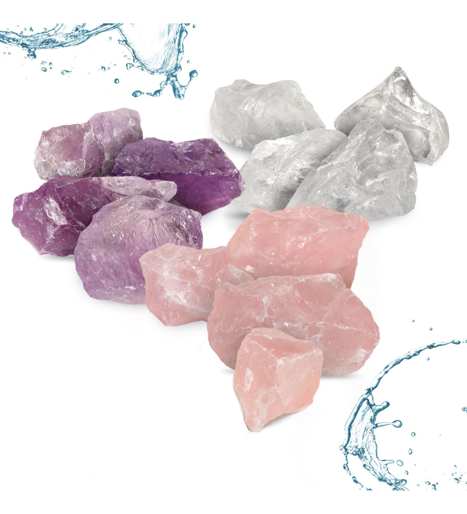 Puraja Gem Water Basic Set | Premium Crystals & Natural Stones: Rose Quartz Amethyst Mountain Crystal - 400g for Water Revival - Buy Online on GoSupps.com
