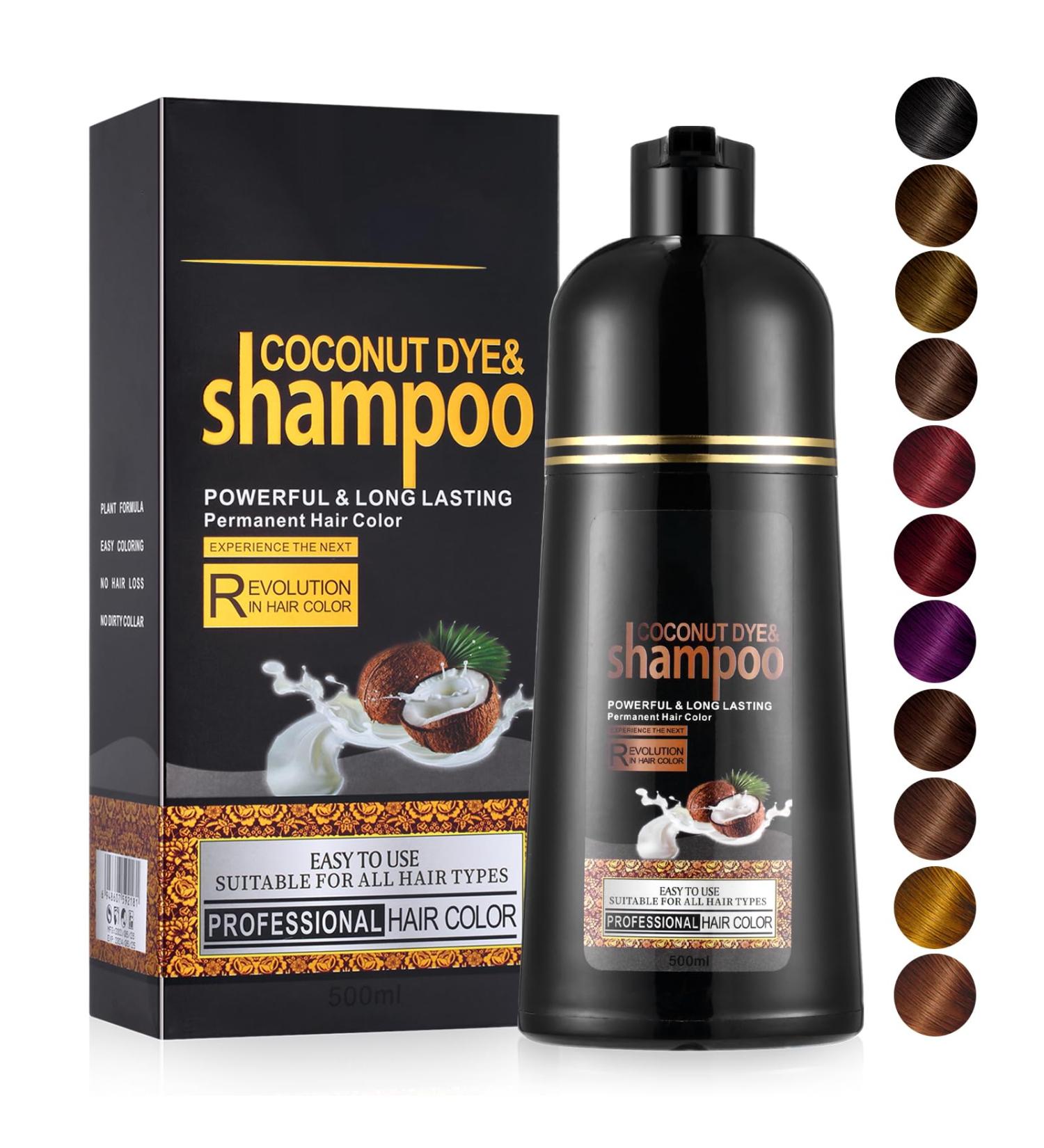 Blonde Brown Hair Dye Shampoo - 3 in 1 Coconut Formula for Gray Coverage | Herbal Brown Shampoo for Men & Women - 16.9 Fl Oz - Buy Online on GoSupps.com