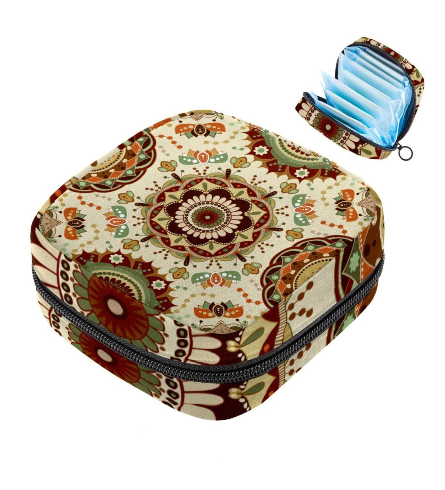 Portable Storage Bags for Women's Bandages & Menstrual Products - Aesthetic Retro Mandala Flower Design | Perfect Holder for School & Office - Multicolored 10 Pack - Buy Online on GoSupps.com