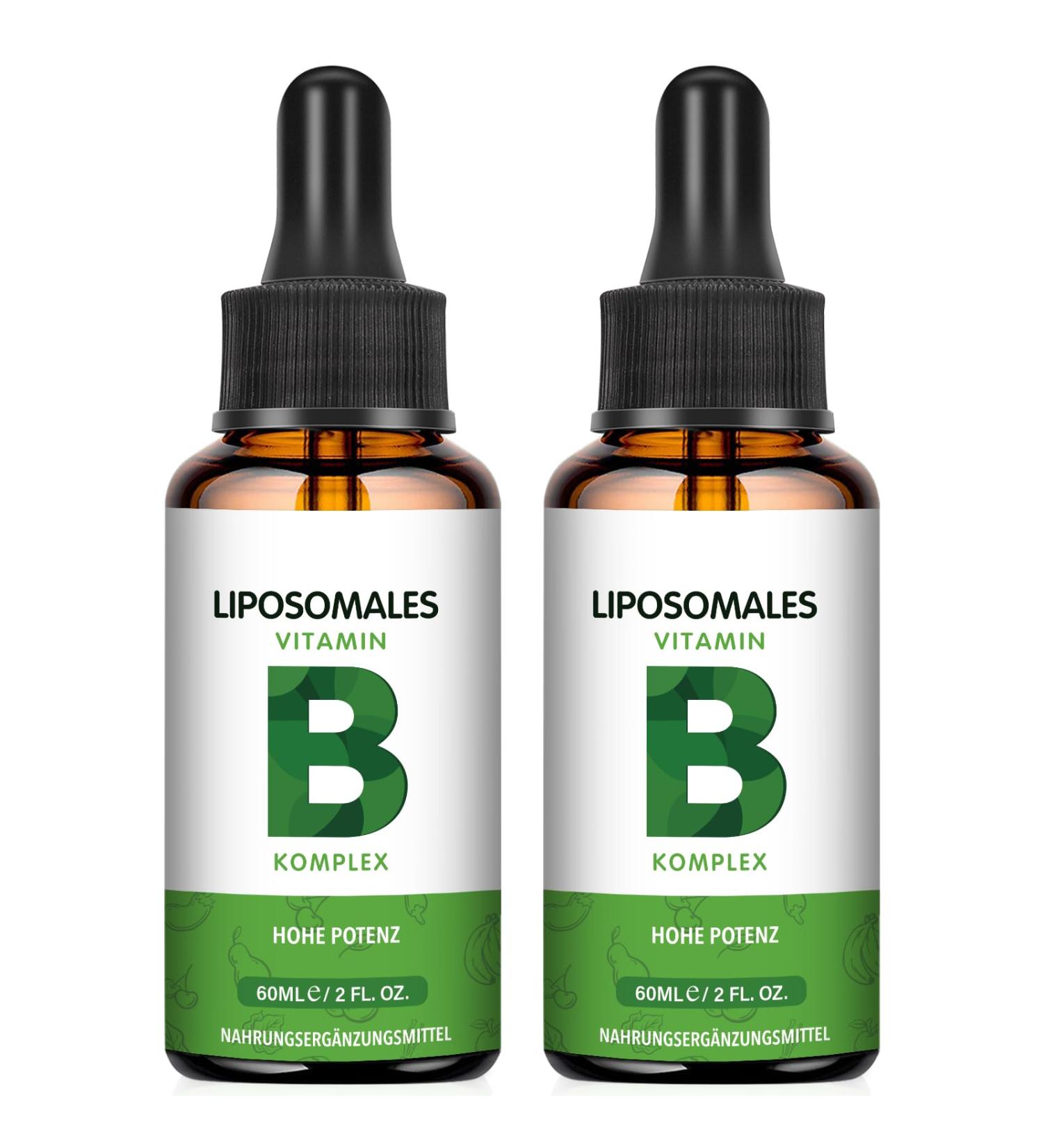 Liposomal Vitamin B Complex - High-Dose 8 B Vitamins (60ml 2-Pack) for Immune Support & Energy Boost - International Shipping Available - Buy Online on GoSupps.com