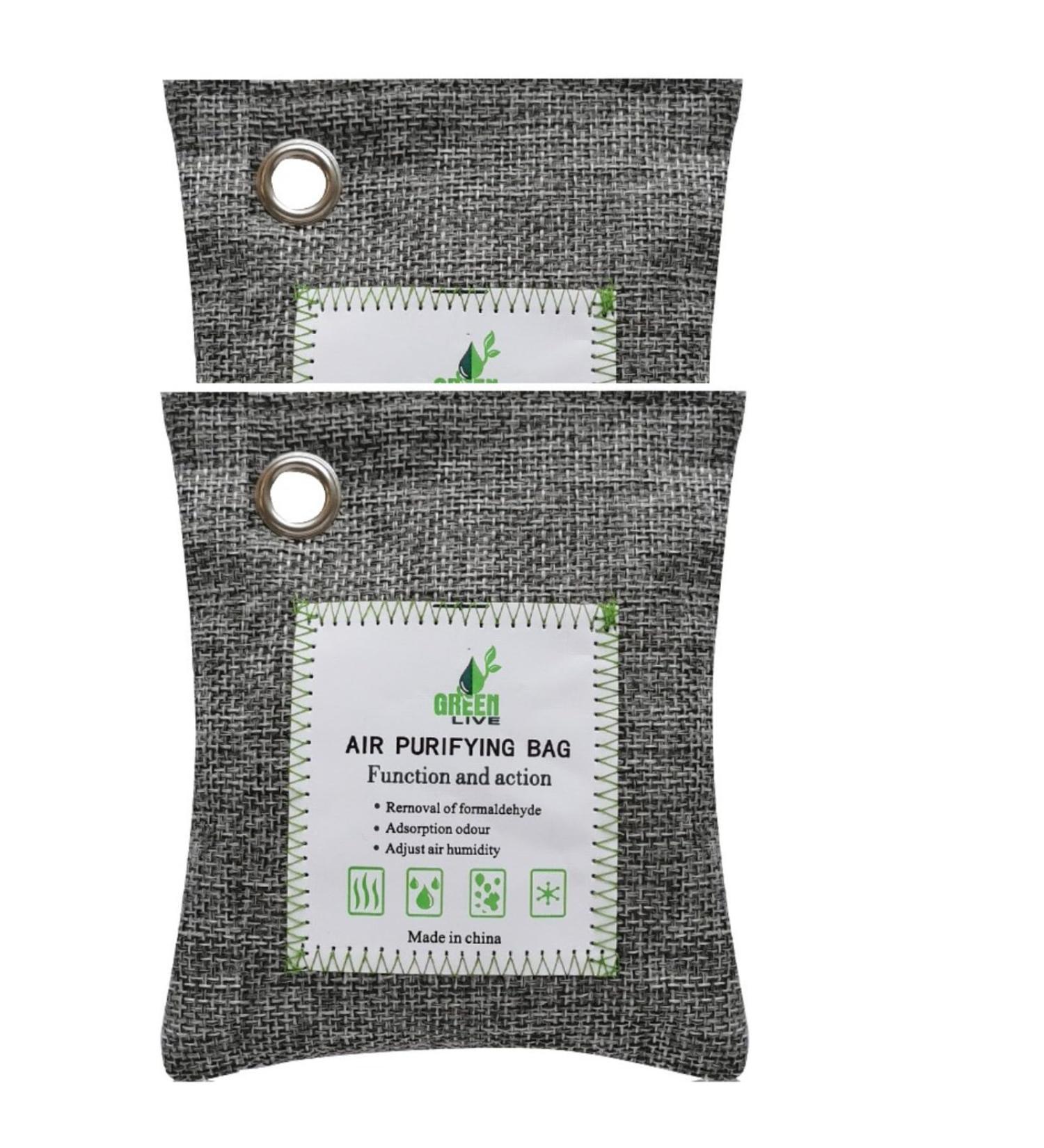 Lijuang Air Purifier Bag - 2 Pack (2x100g) | Natural Bamboo Activated Carbon Odor Remover for Car Home & Bedroom | Freshen Air in Apartments & Cupboards - Buy Online on GoSupps.com