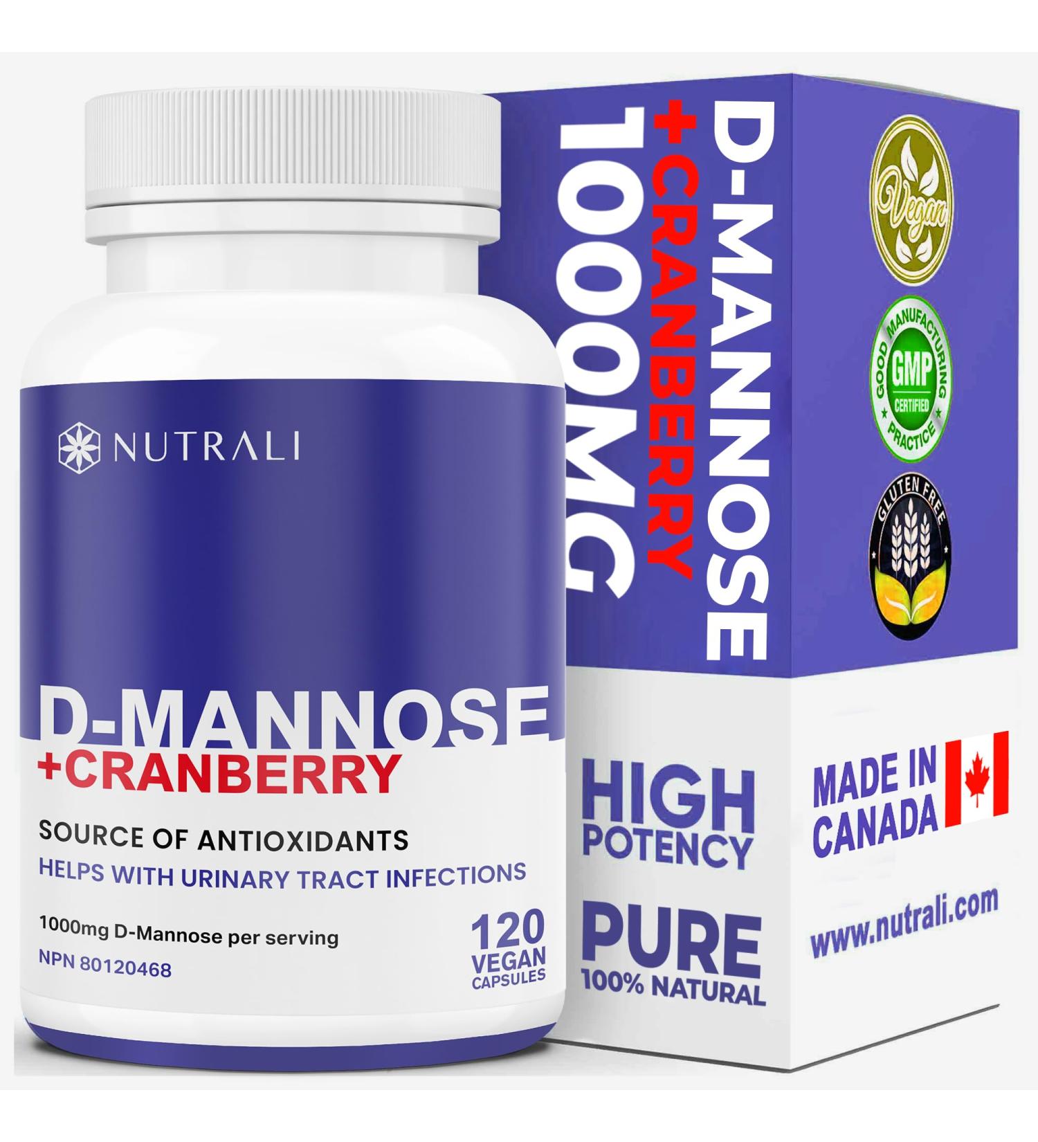 Fast-Acting D-Mannose with Cranberry Pills for UTI Treatment Bladder and Urinary Tract Support 1000mg per Serving Cranberry Supplement Dandelion Extract & Hibiscus Powder 120 Capsules 120 count (Pack of 1) - Buy Online on GoSupps.com