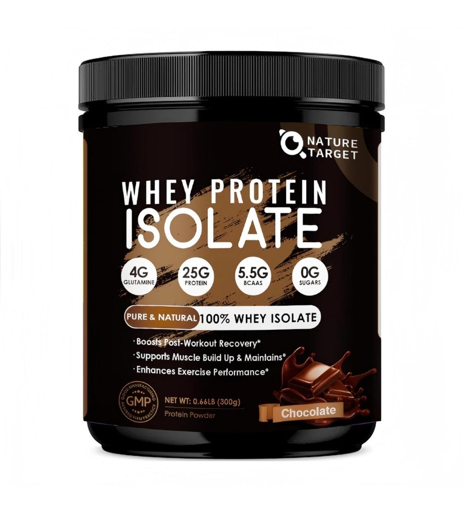 NATURE TARGET Chocolate Protein Powder - Whey Isolate Protein Powder with 100% Grass-Fed Whey 0g Sugar 300g Chocolate 10.6 Ounce (Pack of 1) - Buy Online on GoSupps.com