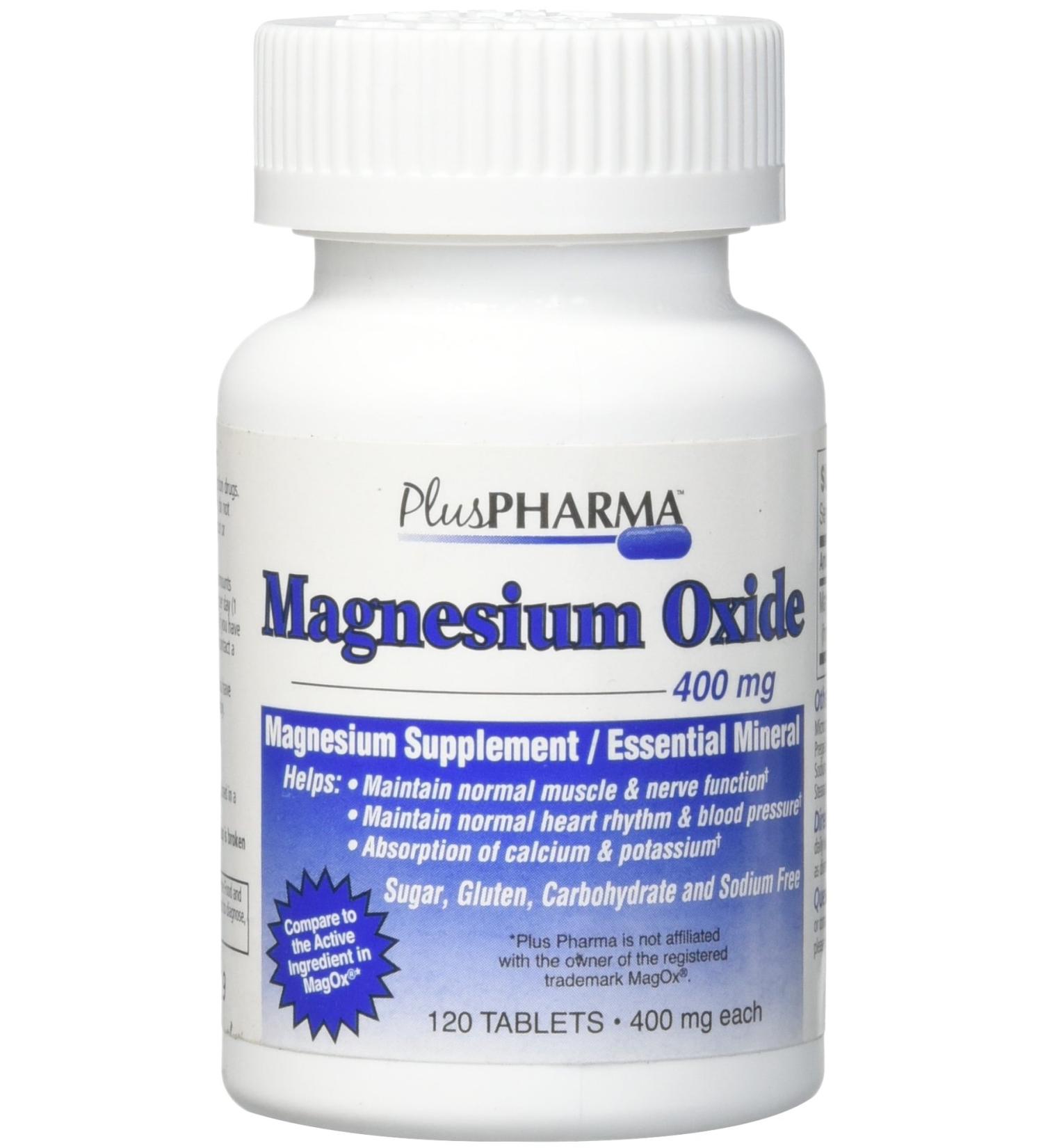 PlusPharma Magnesium Oxide 400mg - 120 Tablets | Essential Mineral Supplement - Buy Online on GoSupps.com