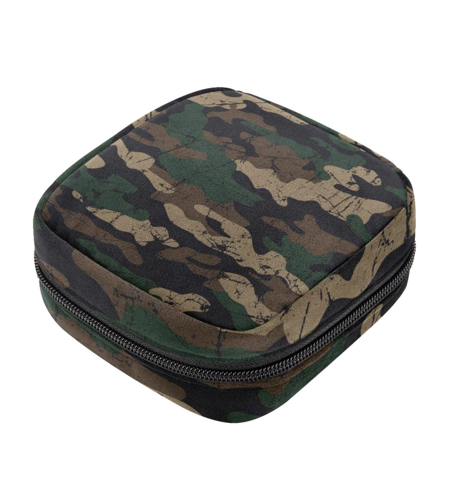 Green Camouflage Menstrual Pad Storage Bag Portable Period Pouch for Teen Girls & Women - Buy Online on GoSupps.com