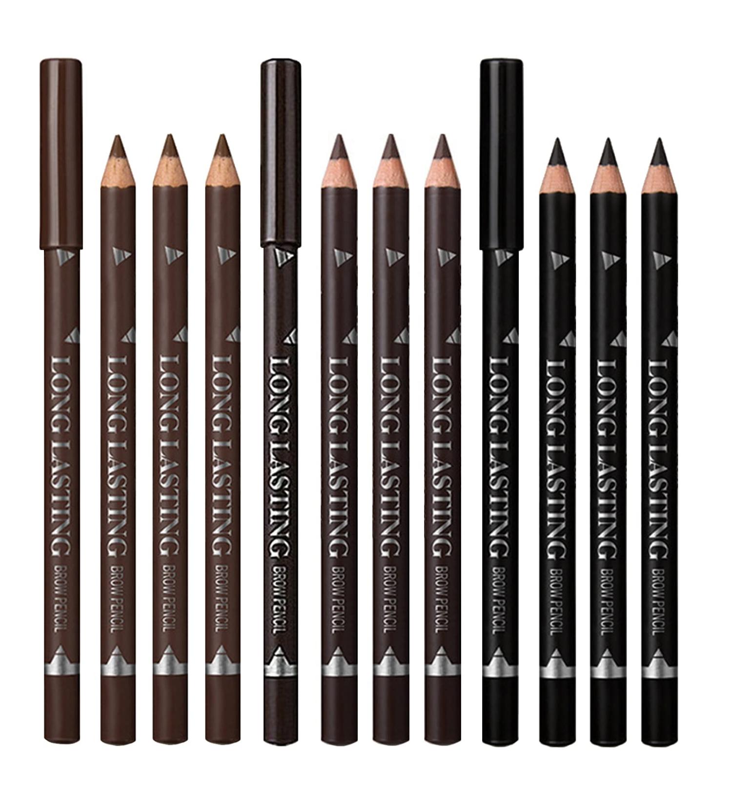 12 PCS Waterproof Eyebrow and Eyeliner Set - Natural Matte Cosmetic Pencils in Black, Light Brown, and Dark Brown - Smudge Proof and Long Lasting Makeup Liners - Buy Online on GoSupps.com