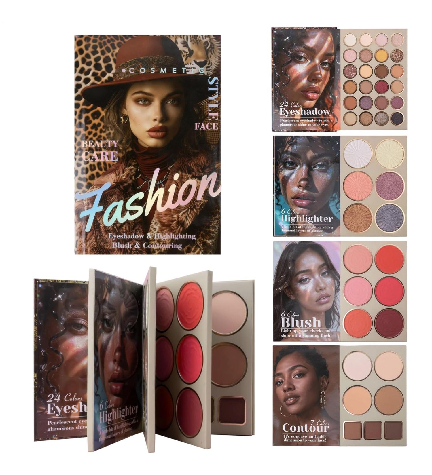  Luckxing Face Palette Matte Powder Iridescente Blush Highlighter Contour Palette and Blush Powder Booklet For Women Girls Birthday Christmas Wedding Party Meeting Shopping Holiday - Buy Online on GoSupps.com