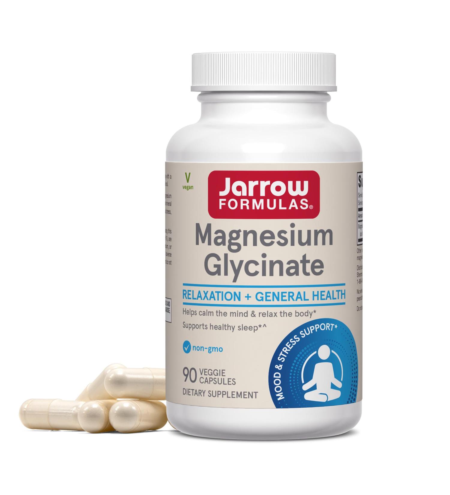 Jarrow Formulas Magnesium Glycinate Veggie Capsules - 360 mg Magnesium per Serving Supports Relaxation and Healthy Sleep 90 Count 30 Day Supply 90 Count (Pack of 1) - Buy Online on GoSupps.com