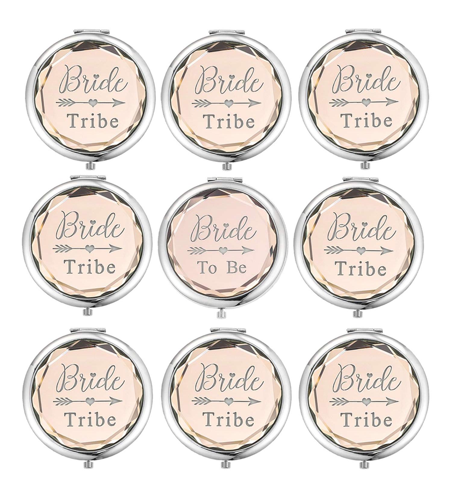 SFHMTL Pack of 9 Compact Pocket Makeup Mirrors Set Include 1 Bride to Be Mirror and 8 Bride Tribe Mirrors Bachelorette Party Bridesmaid Proposal Gifts (Champagne) - Buy Online on GoSupps.com
