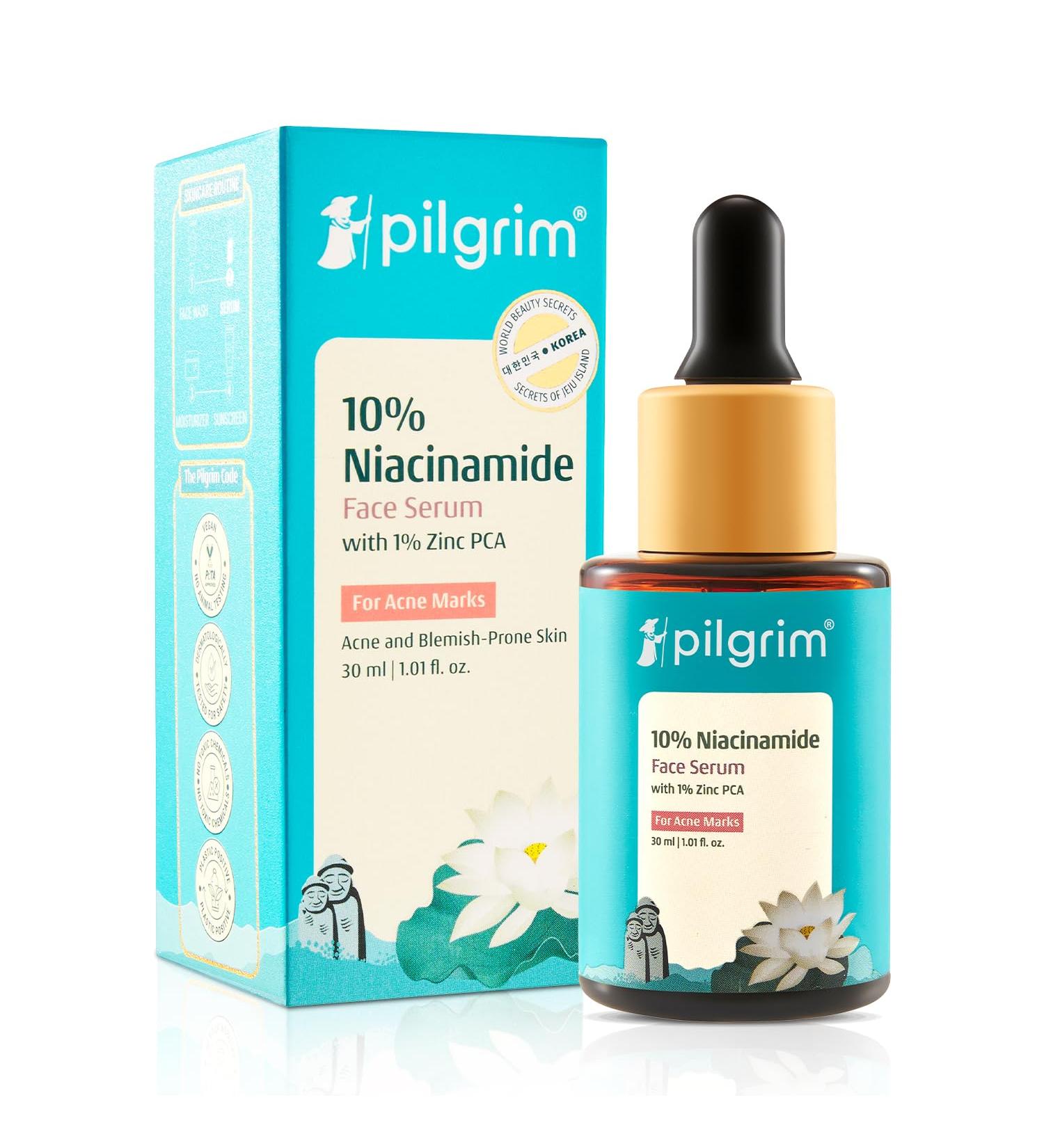 Pilgrim 10% Niacinamide + 1% Zinc Serum | Acne Control & Oil Balancing | Smoothing Serum for Blemish-Prone Skin | All Skin Types | For Women & Men | 1.01 Fl Oz (30 ml) - Buy Online on GoSupps.com