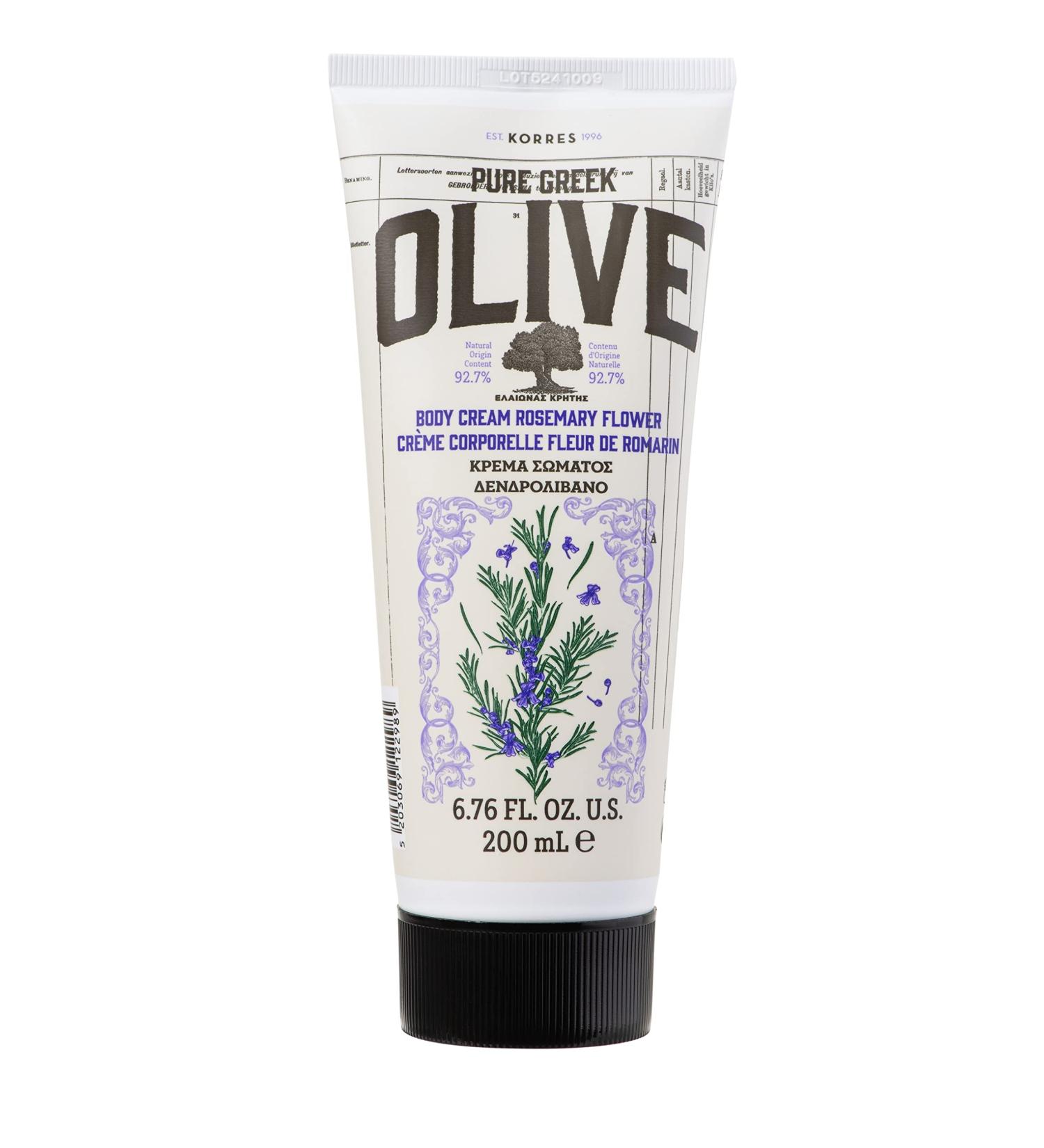 KORRES Olive Rosemary Flower Moisturizing Body Lotion for Women and Men Fast Absorbing with Extra Virgin Olive Oil Dermatologically Tested and Vegan 200 ml