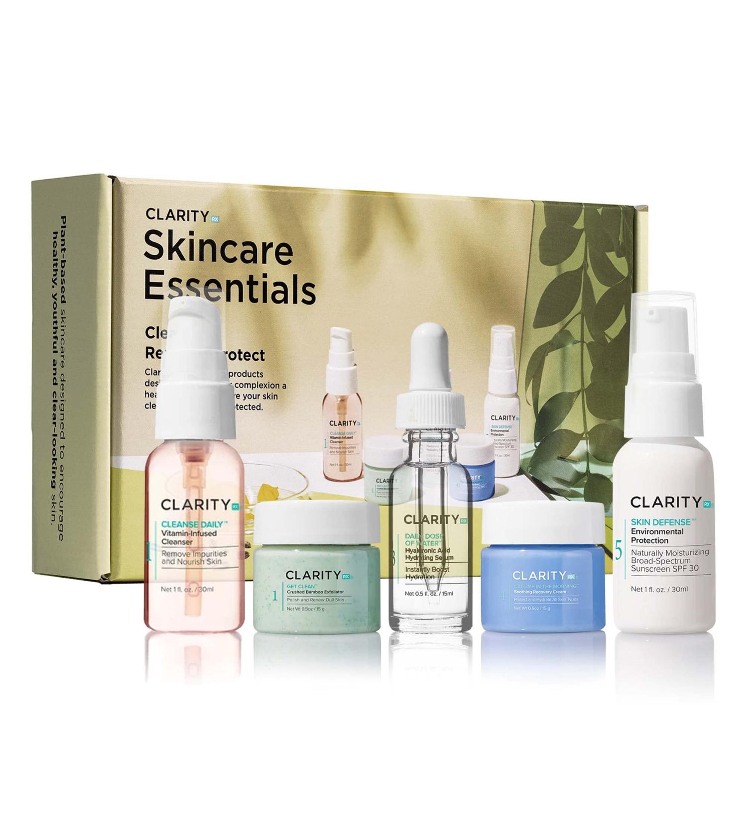 ClarityRx Skincare Essentials Kit - Cleanse, Renew & Protect | Plant-Based, Paraben Free, Natural | New Kit - Buy Online on GoSupps.com