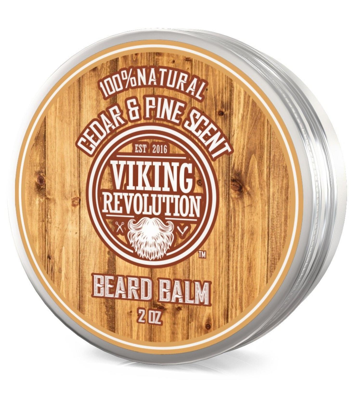 Viking Revolution Beard Balm Cedar & Pine Scent - Argan & Jojoba Oils - Styles, Strengthens, Softens - Leave-in Conditioner for Men - Buy Online on GoSupps.com