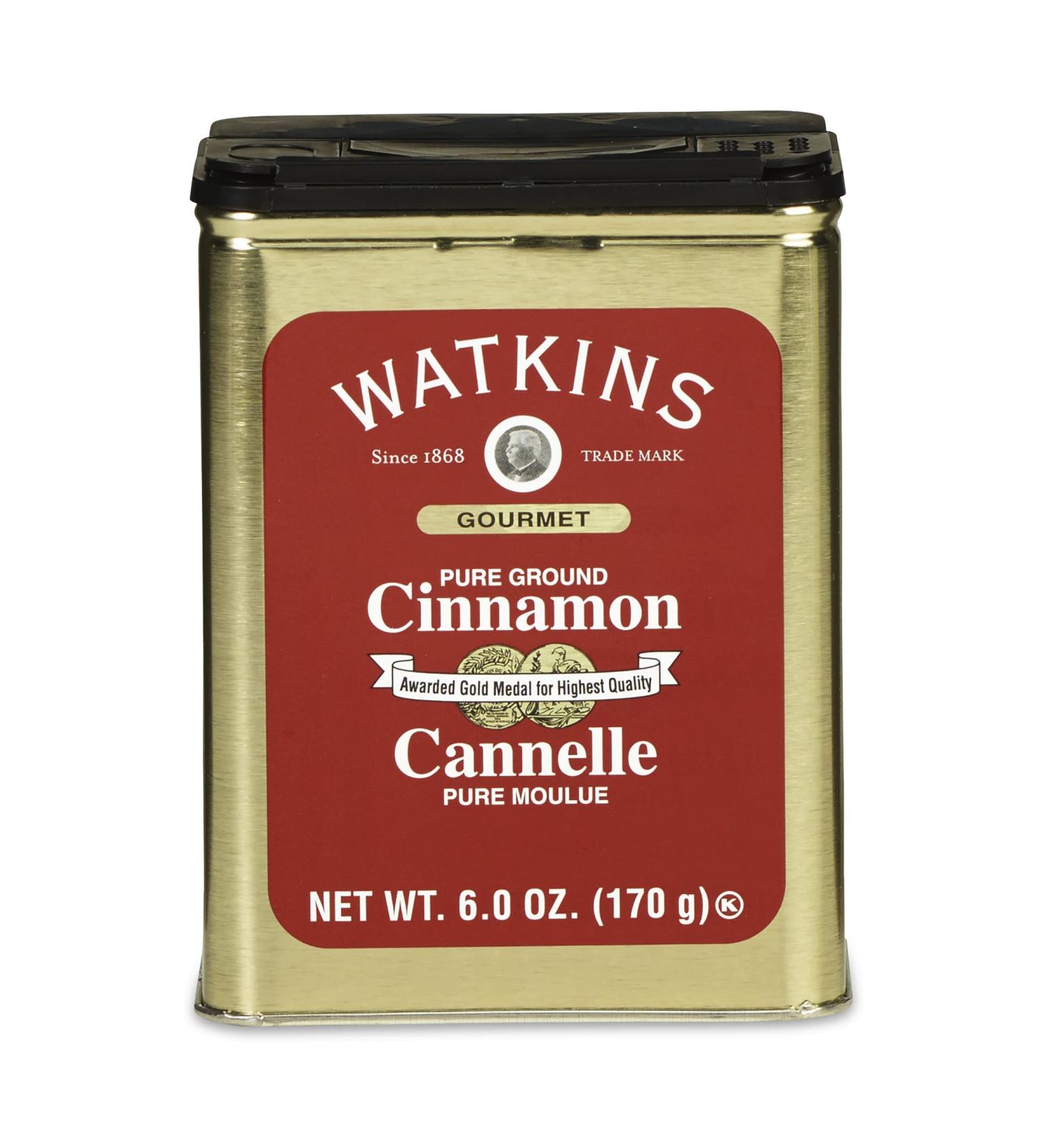 Watkins Pure Ground Cinnamon - 6 oz Gourmet Spice Tin | Premium Flavor - Buy Online on GoSupps.com