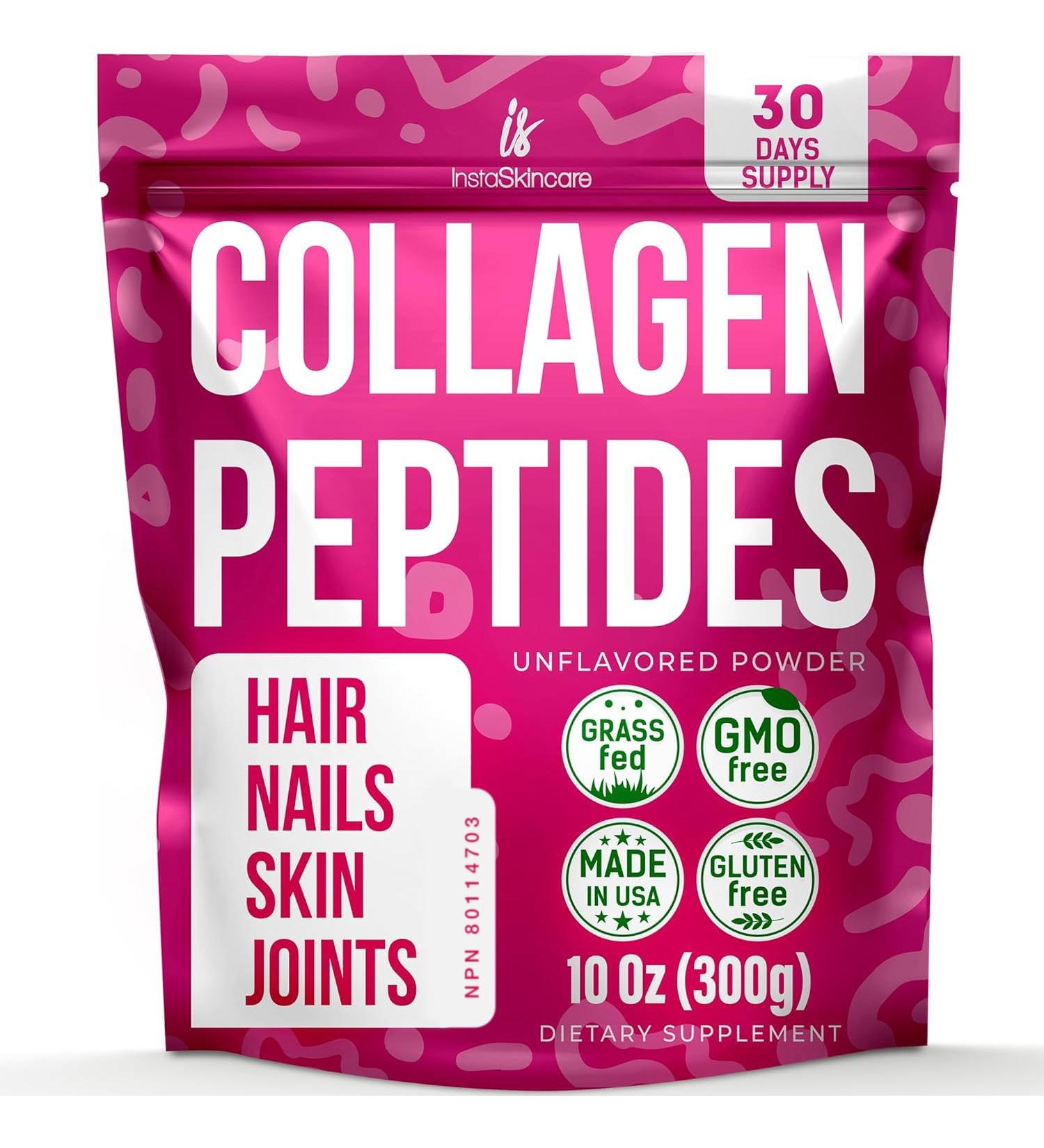Collagen Peptides Powder for Women Hydrolyzed Collagen Protein Types I and III Non-GMO Grass-Fed Gluten-Free Kosher and Pareve Unflavored Easy to Mix Drink Healthy Hair Skin Joints Nails 10Oz (300g) 30 Servings (Pack of 1) - Buy Online on GoSupps.com