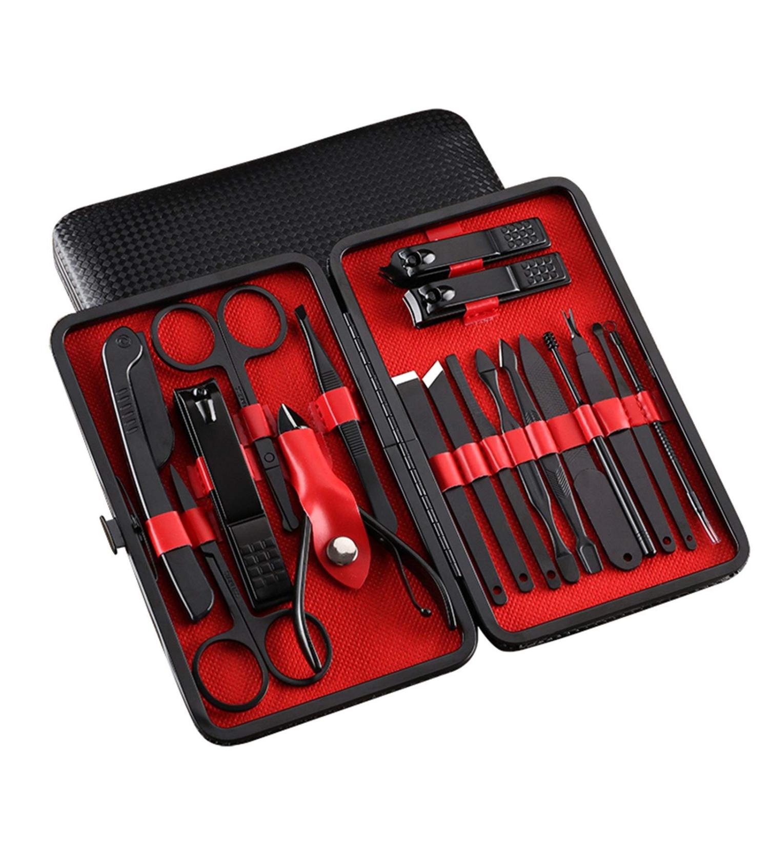 OPKDE 18 in 1 Nail Art Manicure Tools Pedicure Kit Scissor Tweezer Ear Pick Utility Toe Nail Clipper Facial Care Tool New(01) - Buy Online on GoSupps.com