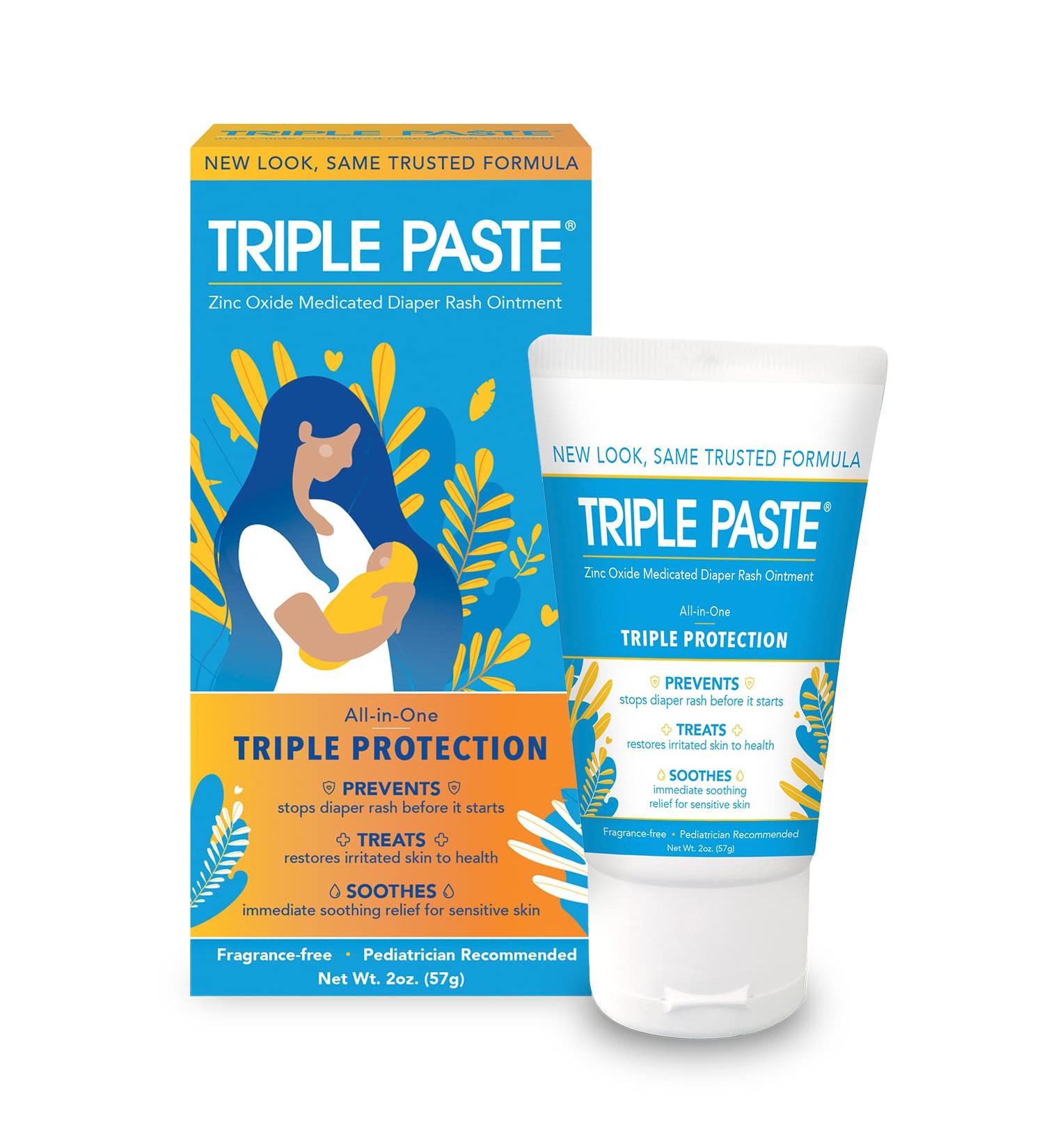 Triple Paste Diaper Rash Cream - 2 oz Tube - Zinc Oxide Ointment for Baby | Treats, Soothes, & Prevents Rash | Pediatrician-Recommended Hypoallergenic Formula - Buy Online on GoSupps.com